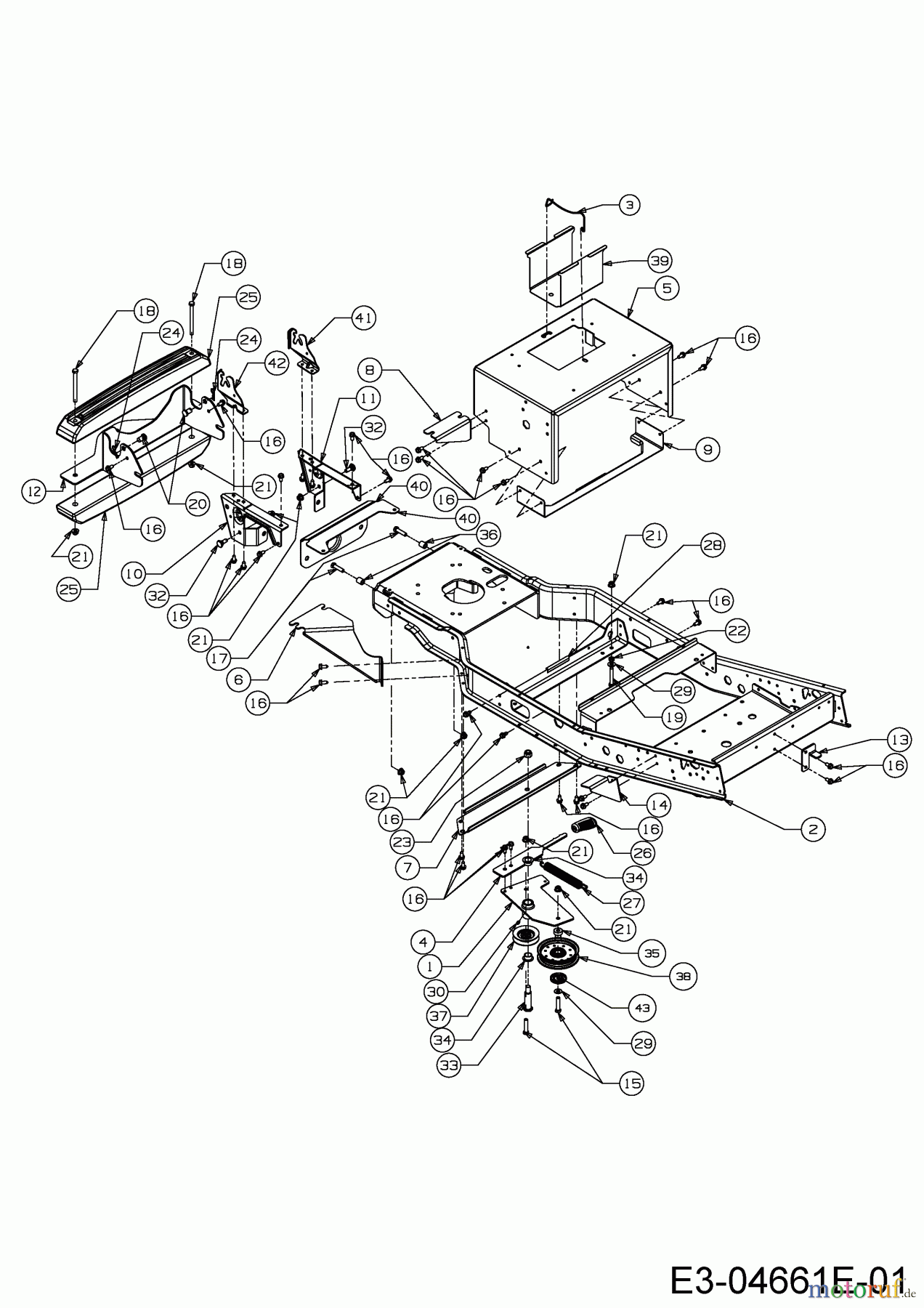  Massey Ferguson Zero Turn MF 48-22 FMZ 17BI4BFY695  (2014) Frame, Tension pulley drive system