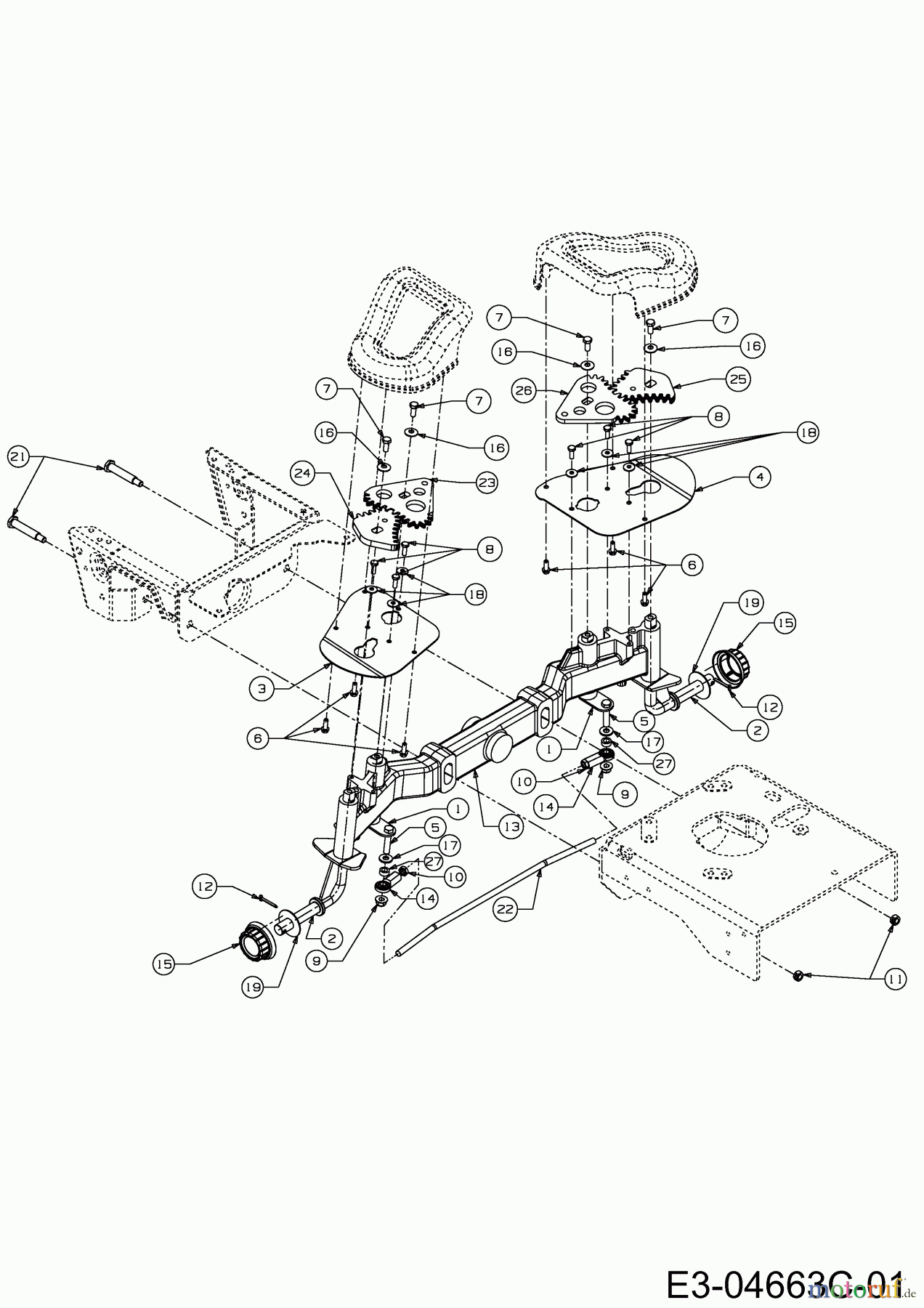  Cub Cadet Zero Turn FMZ 48 17BI4BFY603  (2011) Rear axle, Steering, Wheels