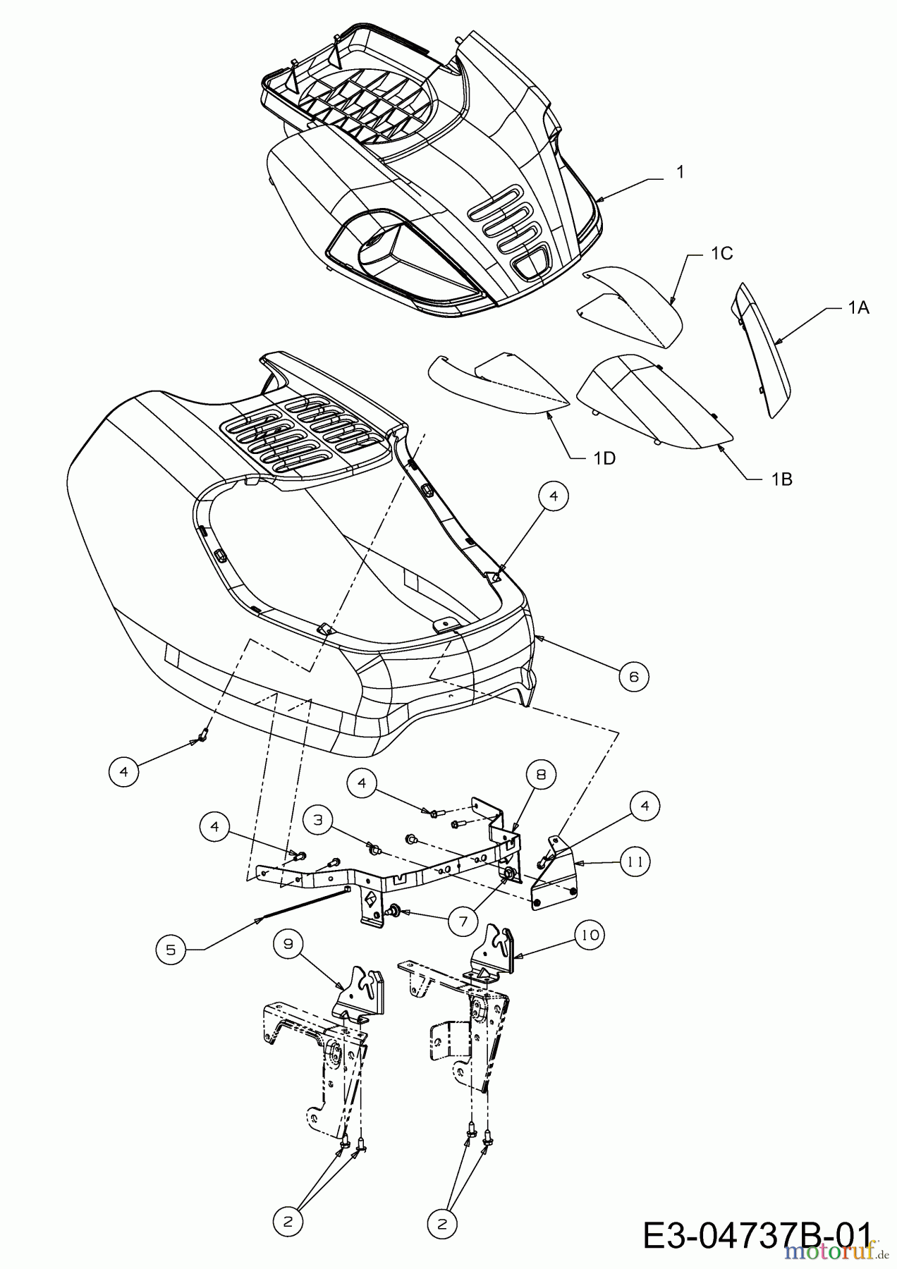  Massey Ferguson Zero Turn MF 50-24 IZ 17AI9BKP695  (2012) Engine hood