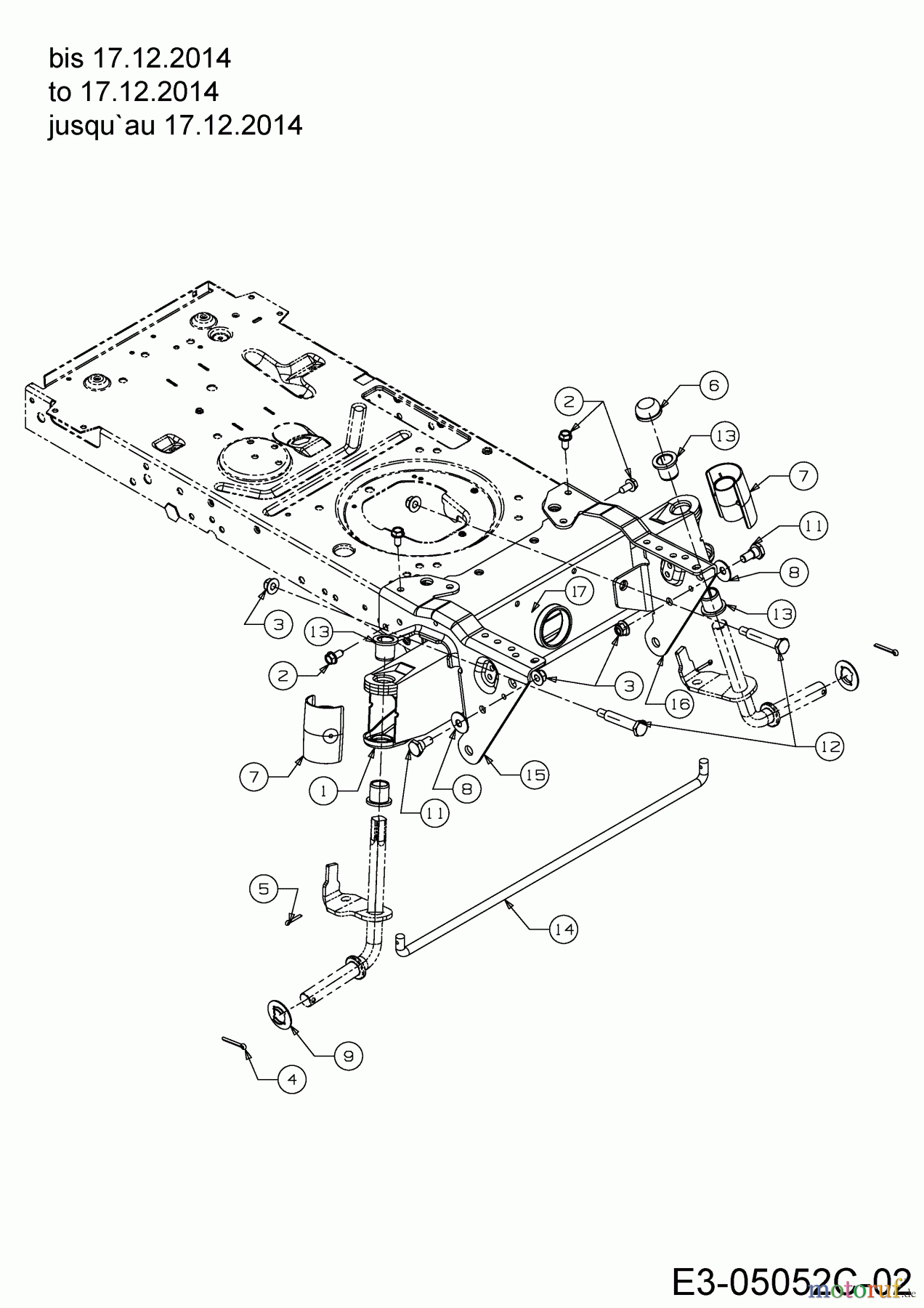  Black Edition Lawn tractors 140-92 13H2777E615  (2015) Front axle to 17.12.2014