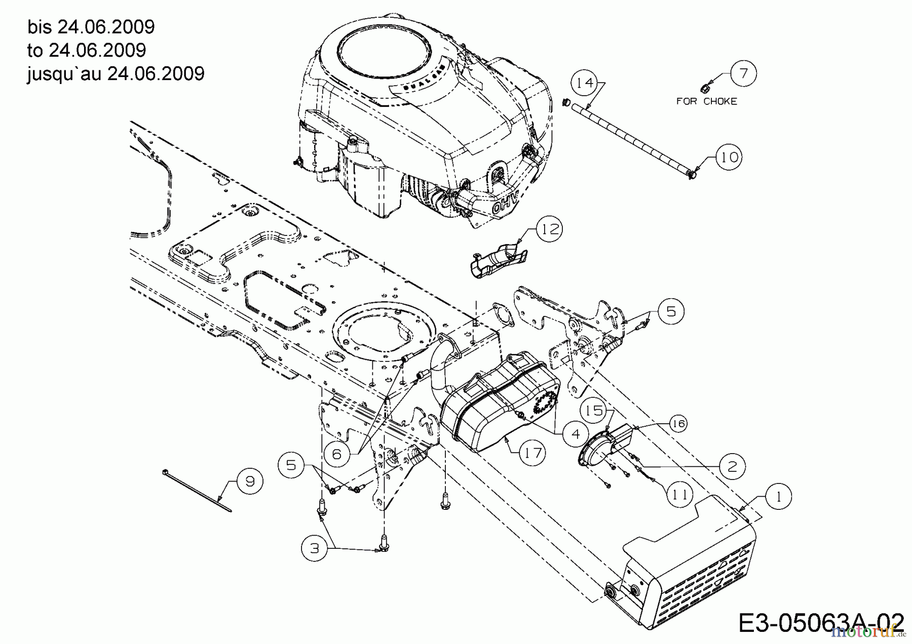  Massey Ferguson Lawn tractors MF 42-18 SH 13BV795G695  (2009) Engine accessories to 24.06.2009