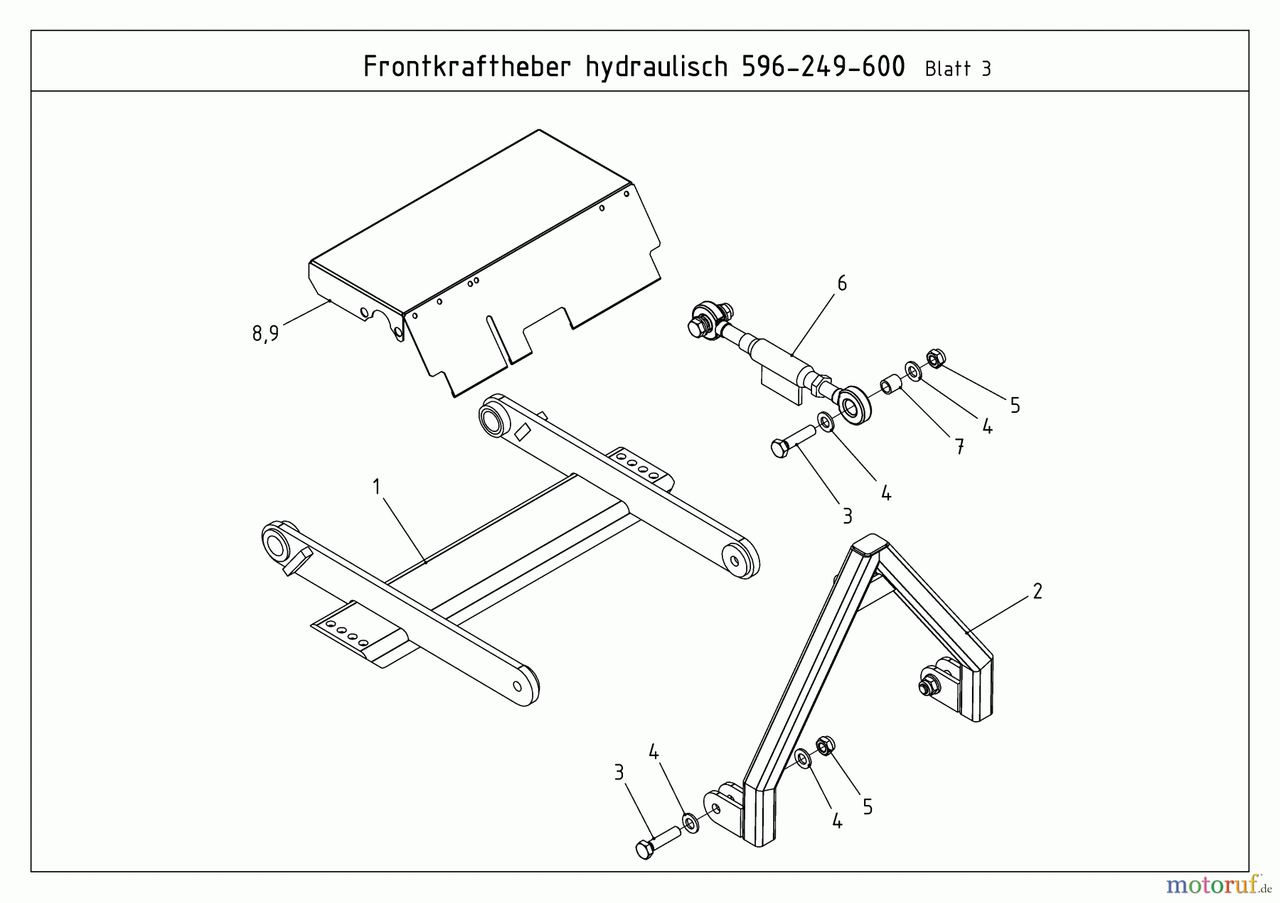  MTD Accessories Accessories compact tractors Front Triangle for CC 2000/3000 RD series, hydraulic (not CC 2250 RD) 596-249-600  (2010) Front triangle hydraulic