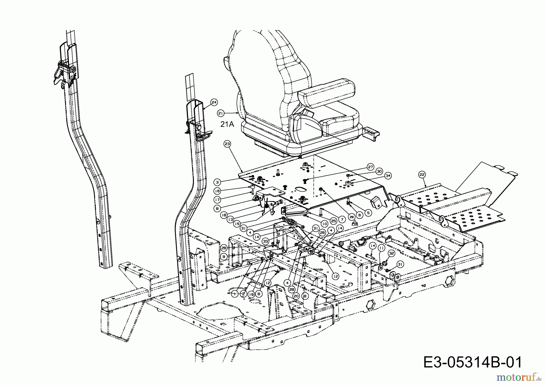  Cub Cadet Zero Turn Tank S 53AY8DU6603  (2010) Seat bracket, Seat, Roll bar from 21.05.2009