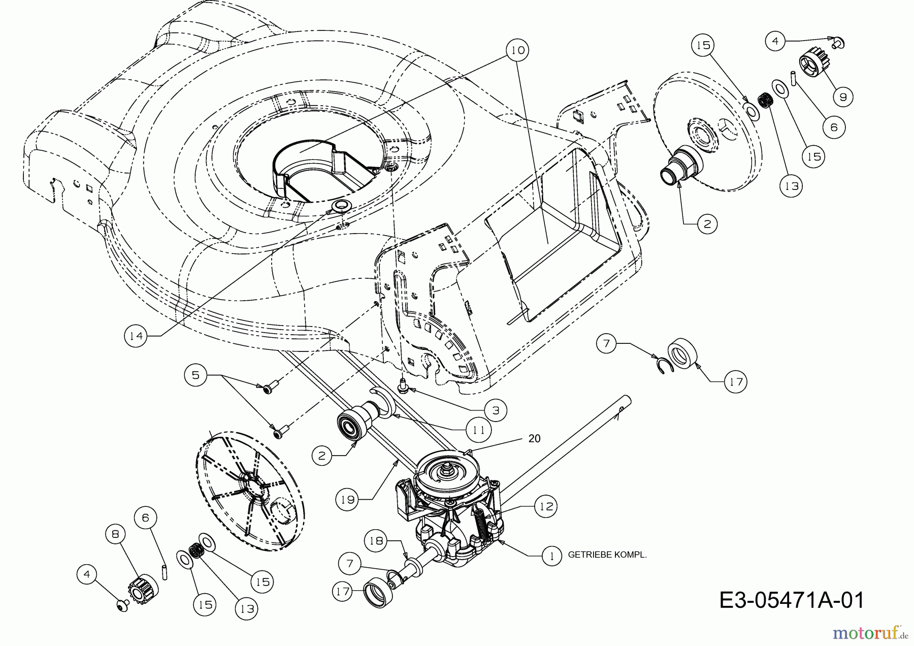  Mr.Gardener Petrol mower self propelled D 4046 T 3 12E-J54M629  (2011) Gearbox