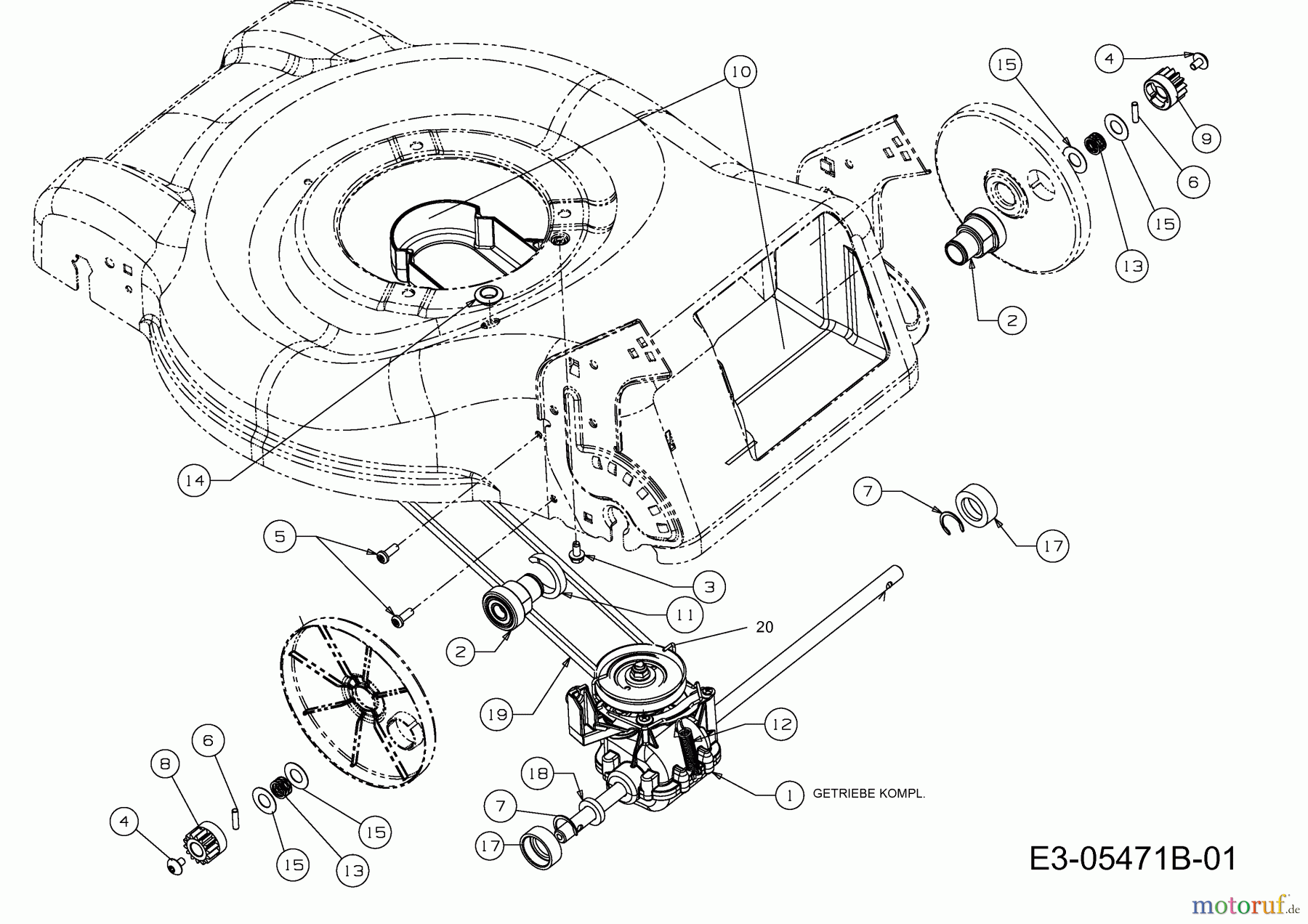  Raiffeisen Petrol mower self propelled RB 46 MR 12D-J5JS628  (2012) Gearbox, Belt