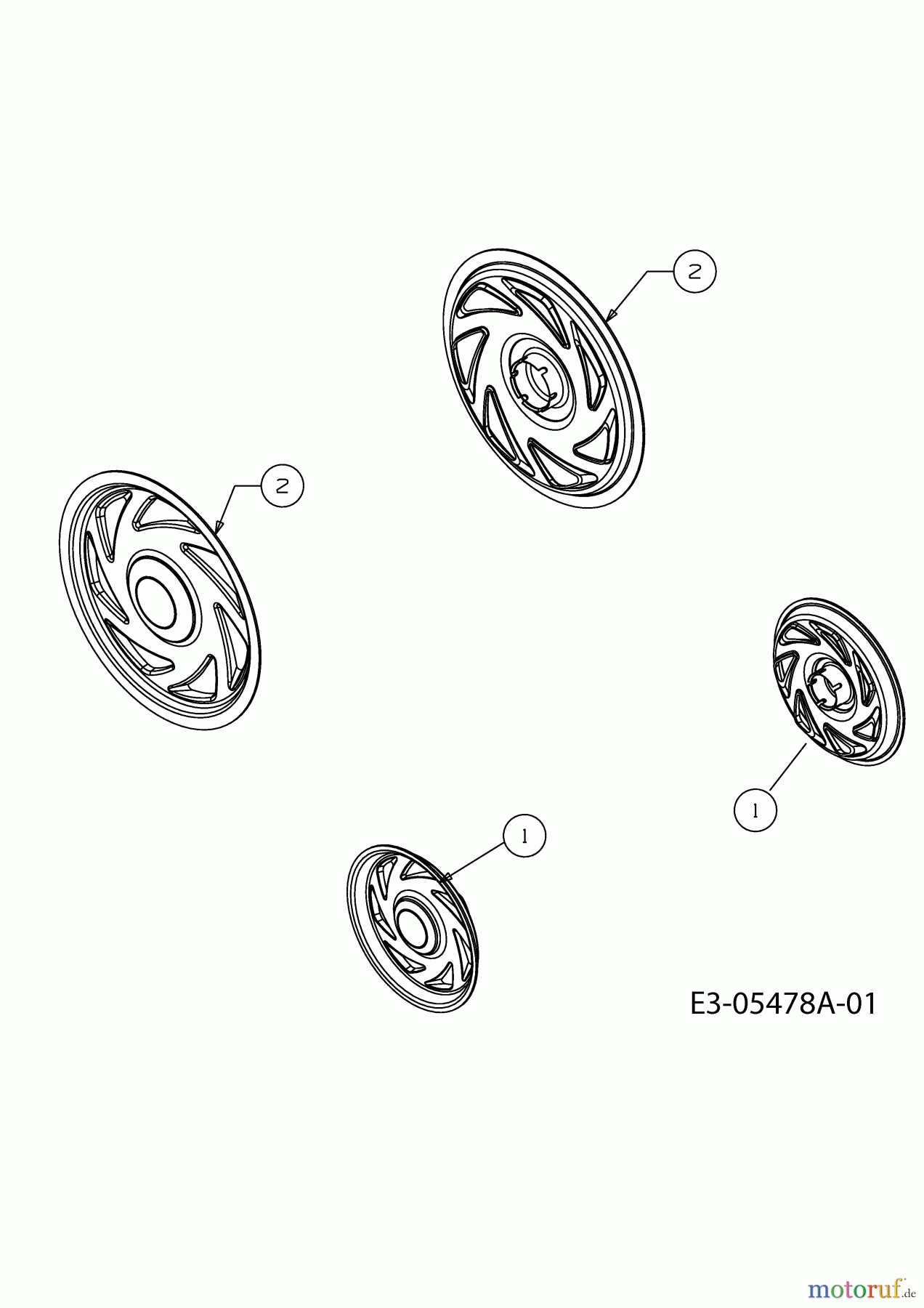  Lux Tools Petrol mower self propelled B 46 MA 12D-J54H694  (2013) Hub caps