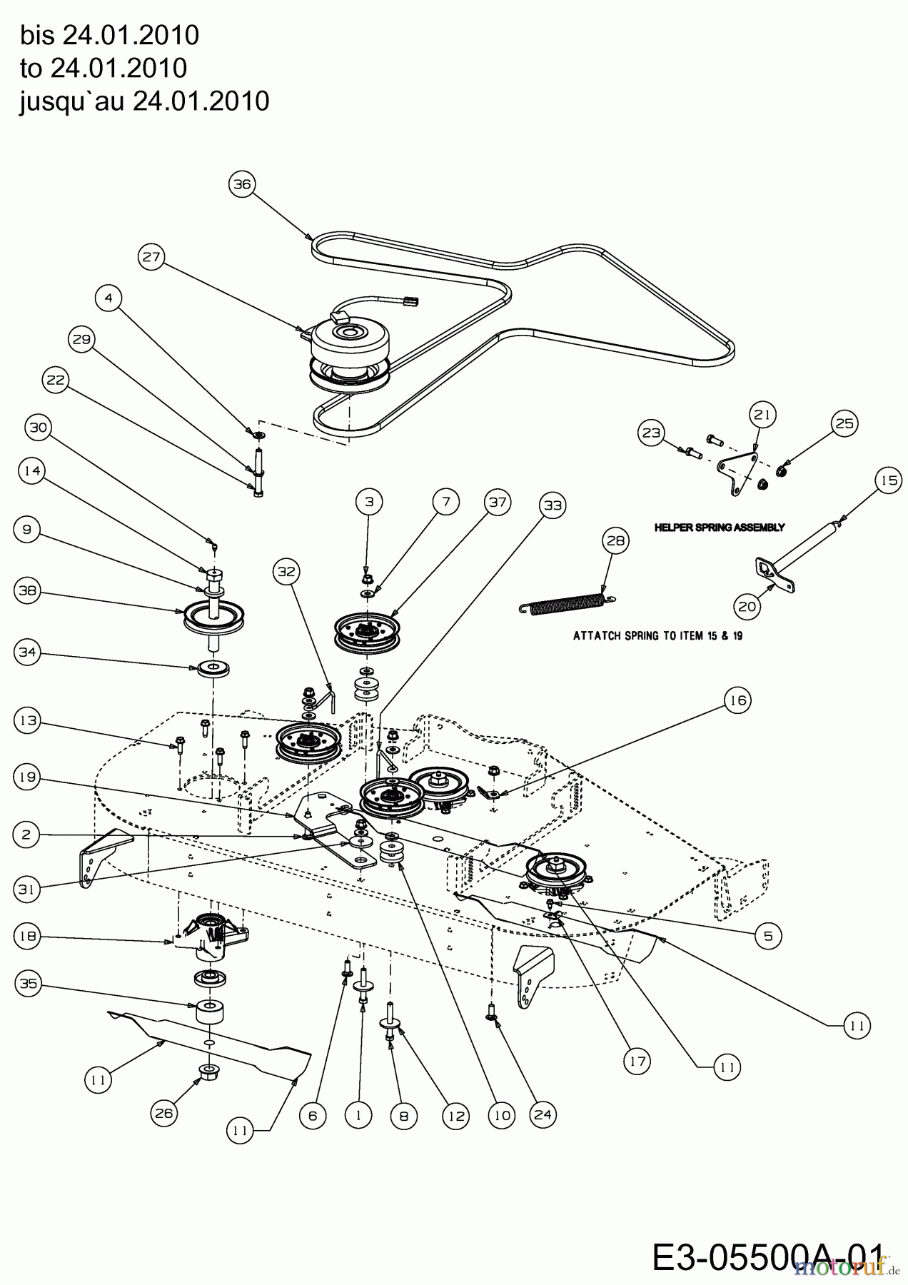  Cub Cadet Zero Turn Z-Force 48 S 17AI5BHB603  (2010) Electric clutch, Blade, Spindle until 24.01.2010