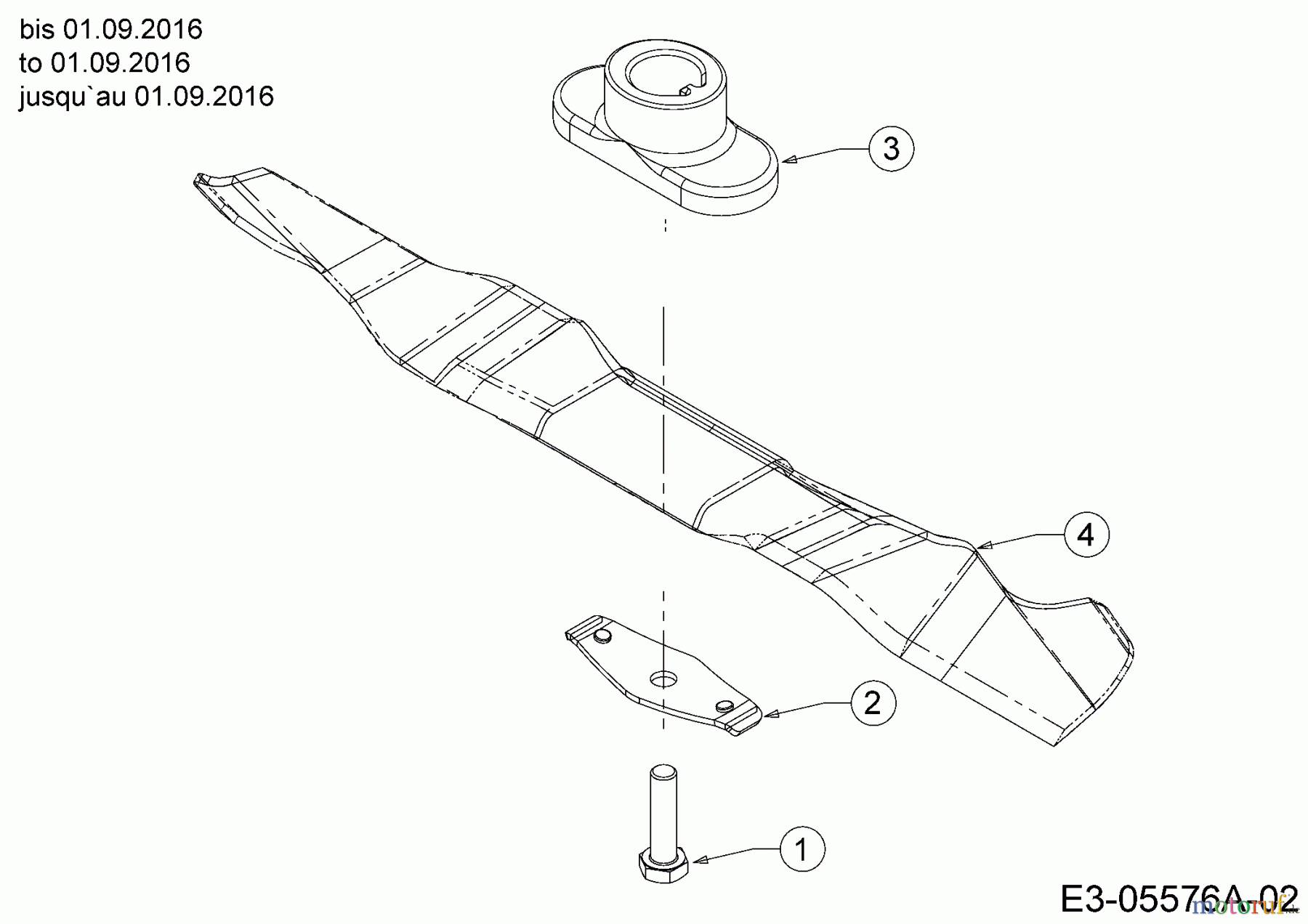  MTD Petrol mower DL 46 P 11A-J1SJ677  (2016) Blade, Blade adapter to 01.09.2016