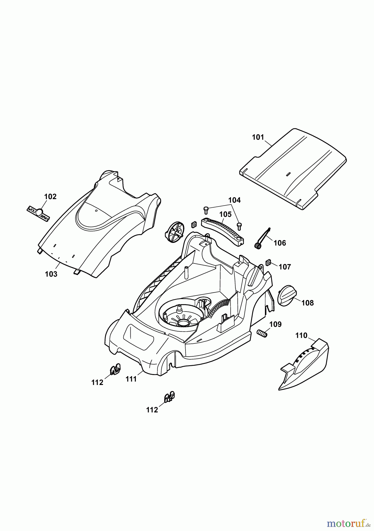  Wolf-Garten Electric mower HE 34 4909687 Series A  (2010) Deck housing