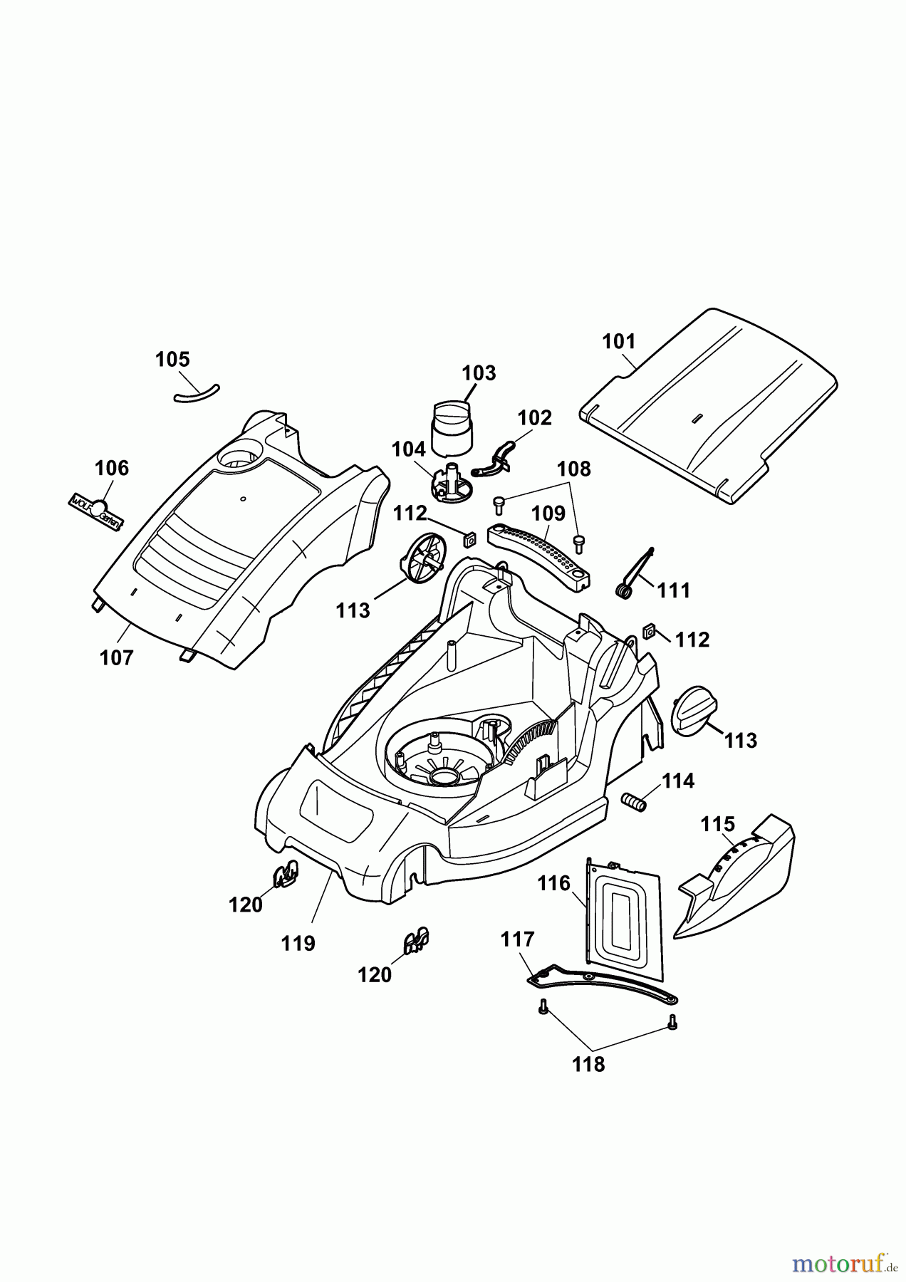  Wolf-Garten Electric mower Compact plus 34 E 4904000 Series F  (2010) Deck housing