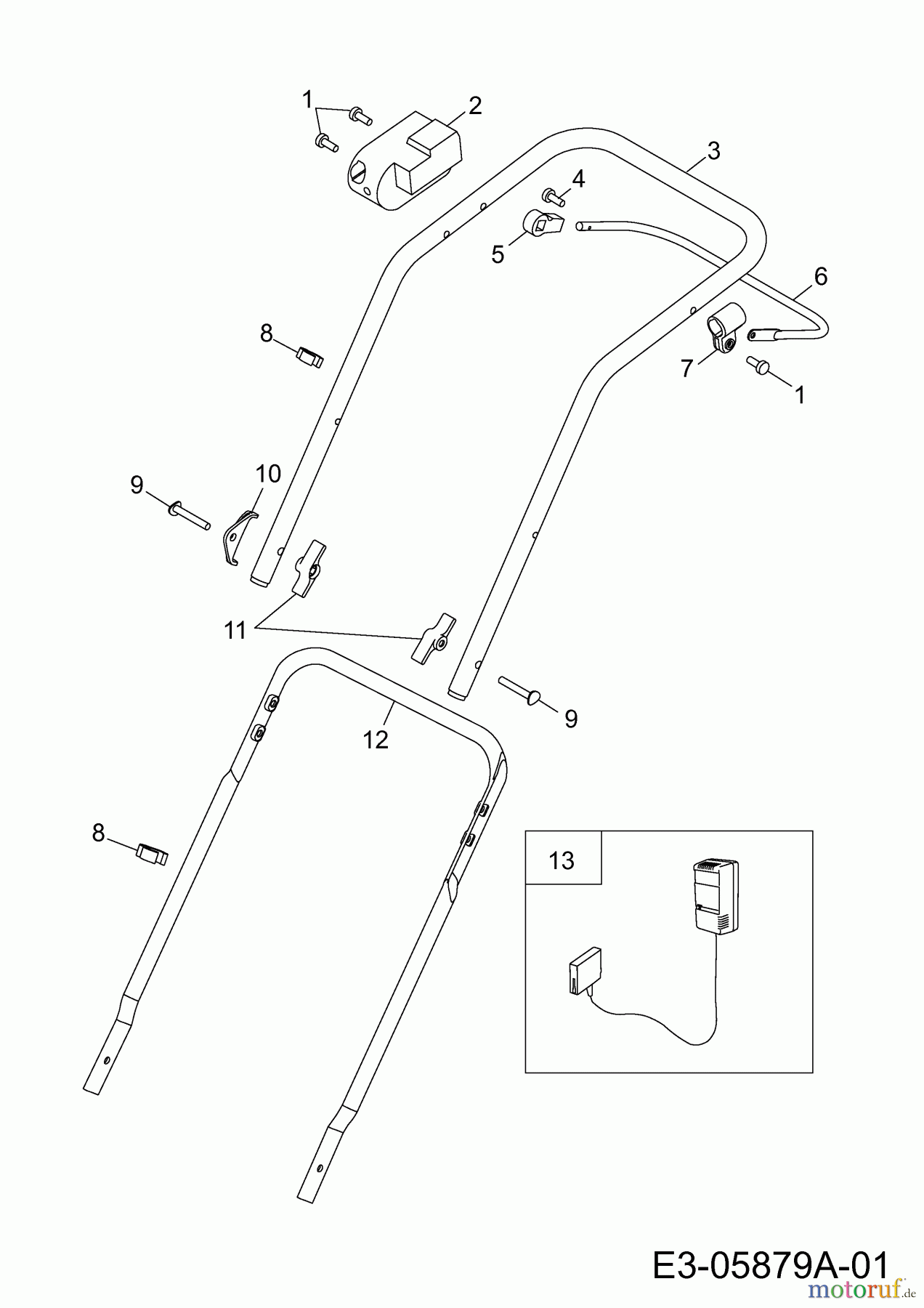  Wolf-Garten Battery mower Li-Ion Power 34 4919000 Series D  (2010) Handle, Switch