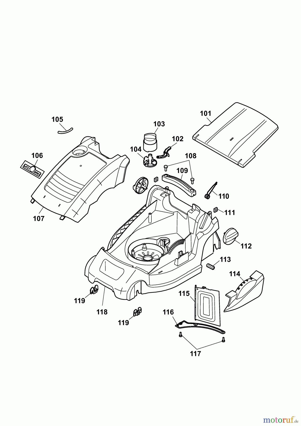  Wolf-Garten Electric mower Compact plus 32 E 4913000 Series E  (2010) Deck housing