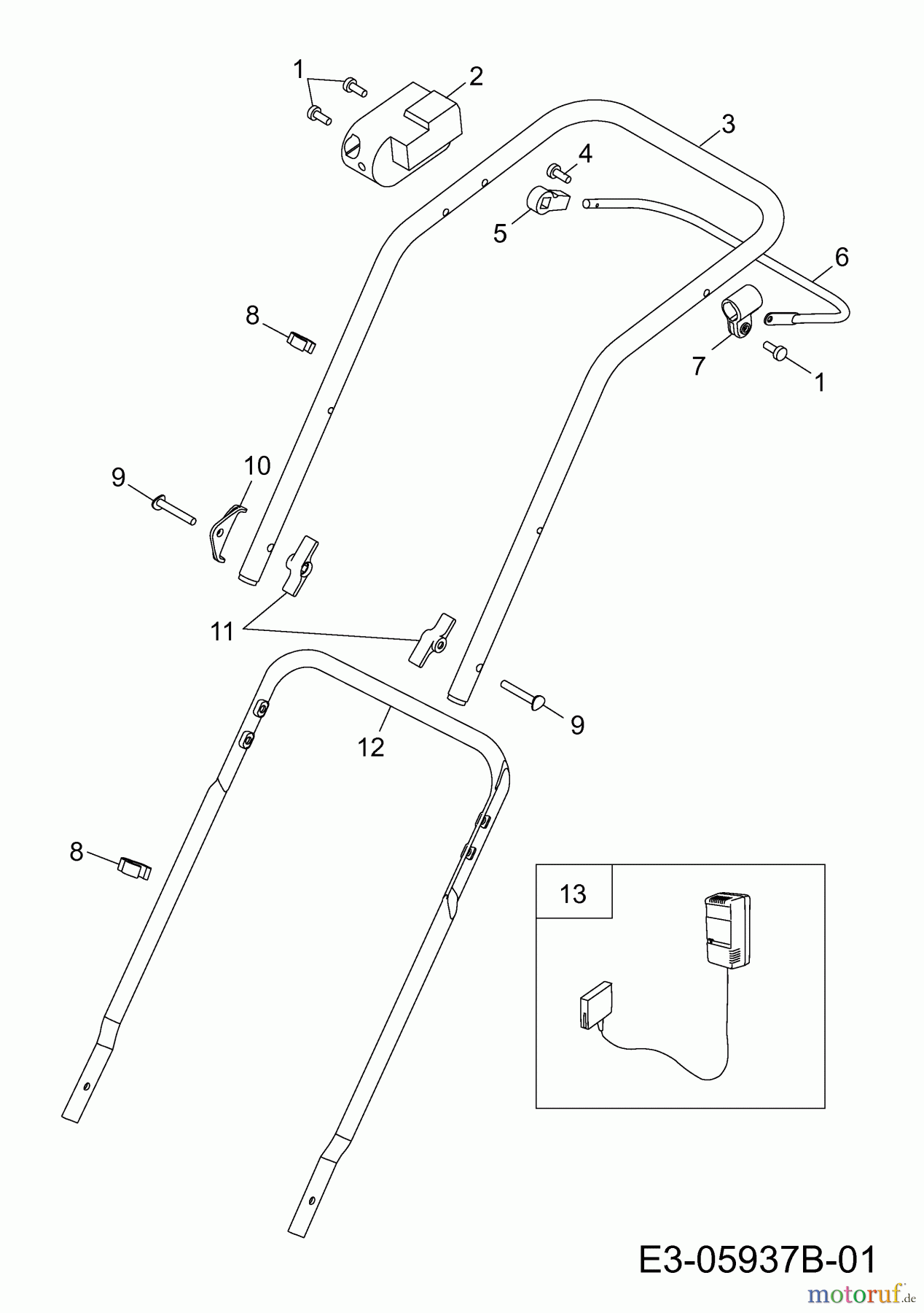  Wolf-Garten Battery mower Li-Ion Power 34 4919000  (2012) Handle, Switch