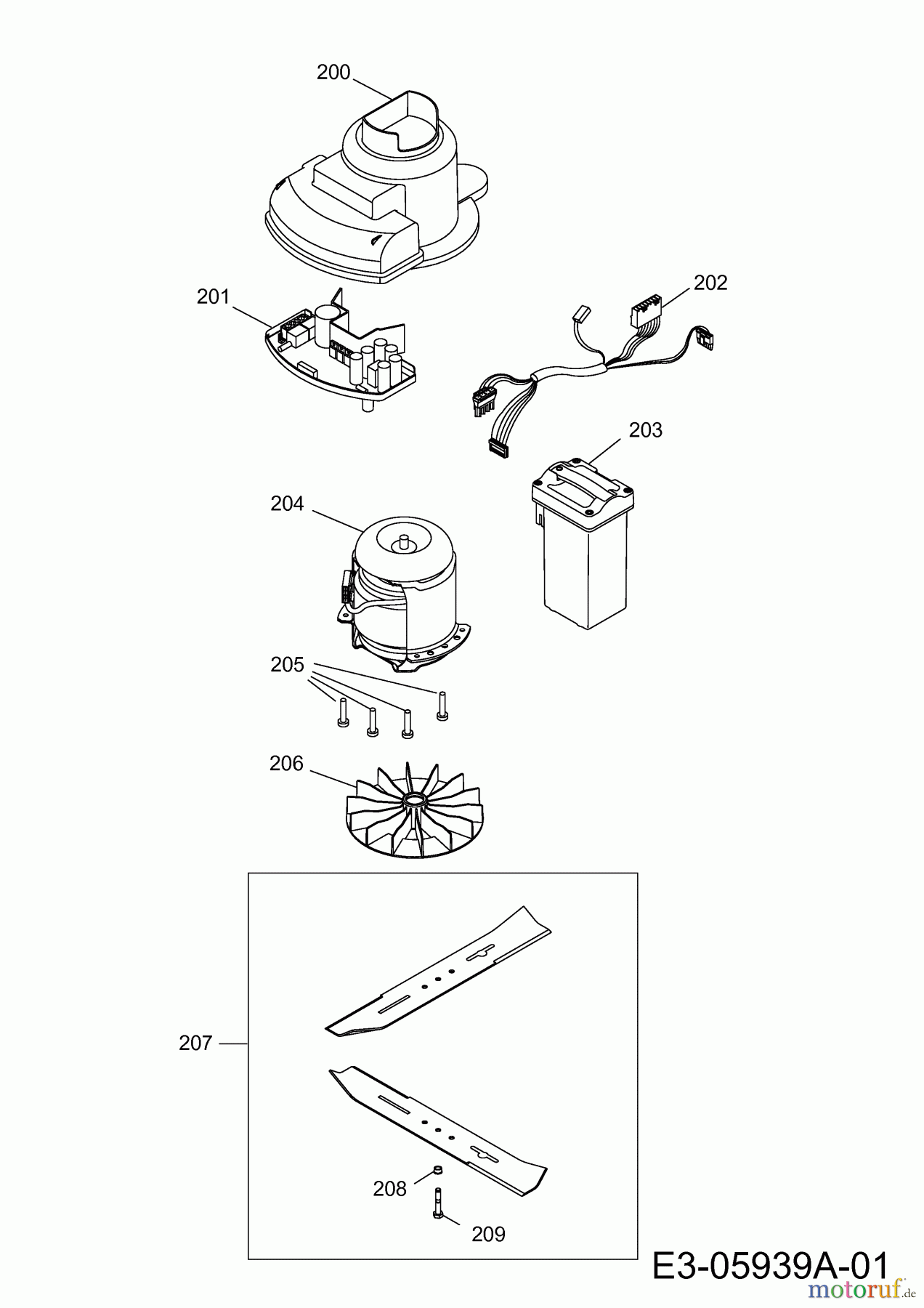  Wolf-Garten Battery mower Li-Ion Power 34 4919000 Series E  (2011) Blade, Blade adapter, Engine