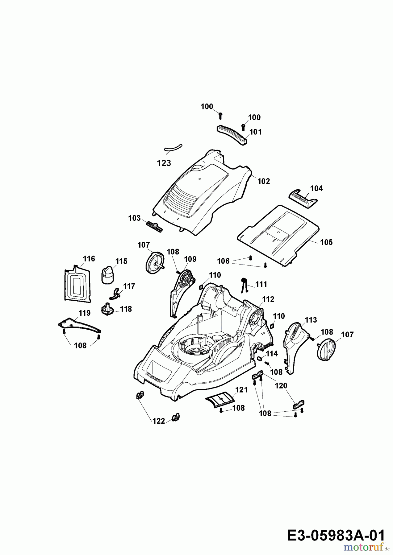  Wolf-Garten Electric mower Power Edition 40 E-1 4980000 Series E  (2010) Deck housing