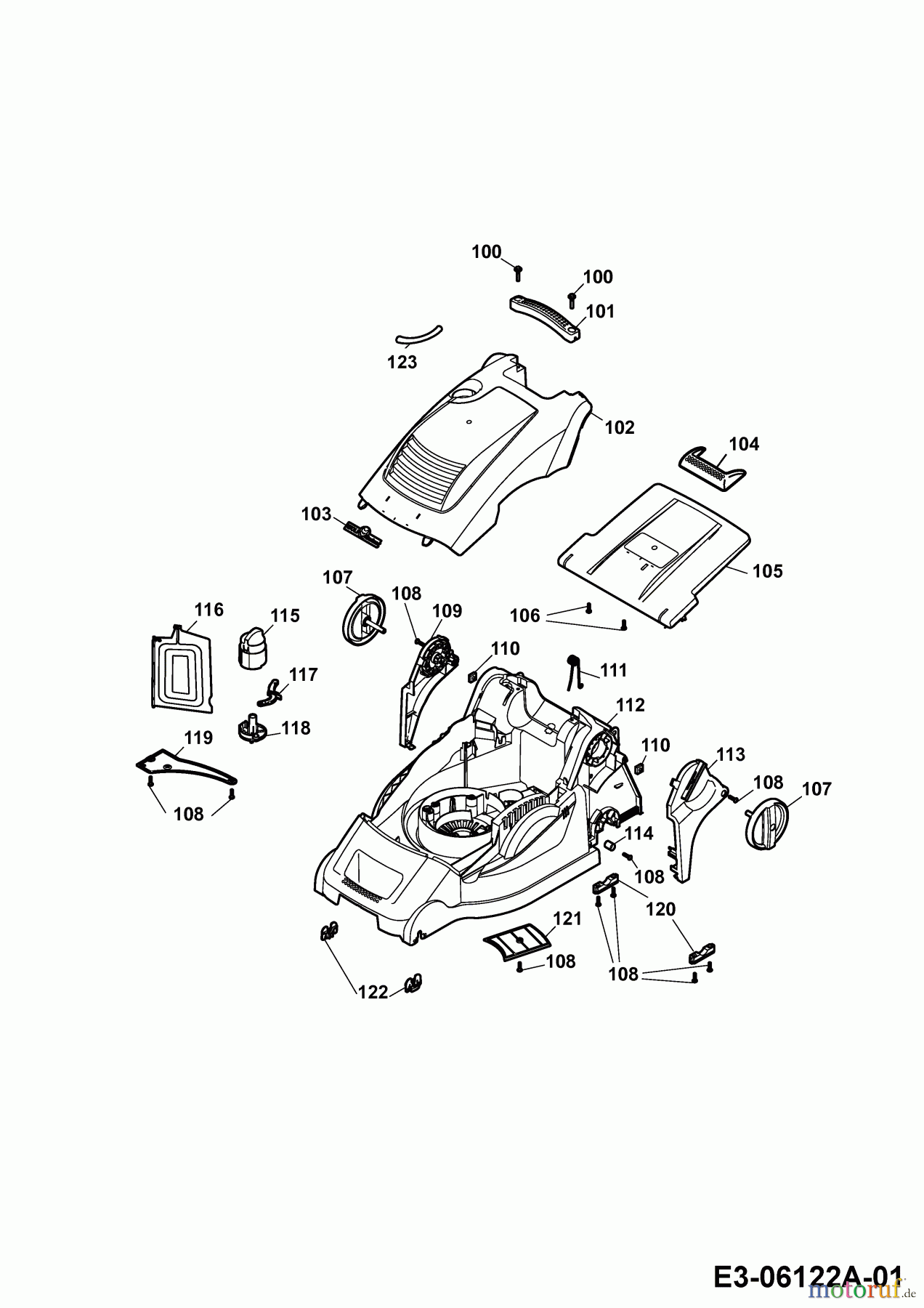  Wolf-Garten Electric mower self propelled Power Edition 40 EA-1 4985080 Series B  (2010) Deck housing