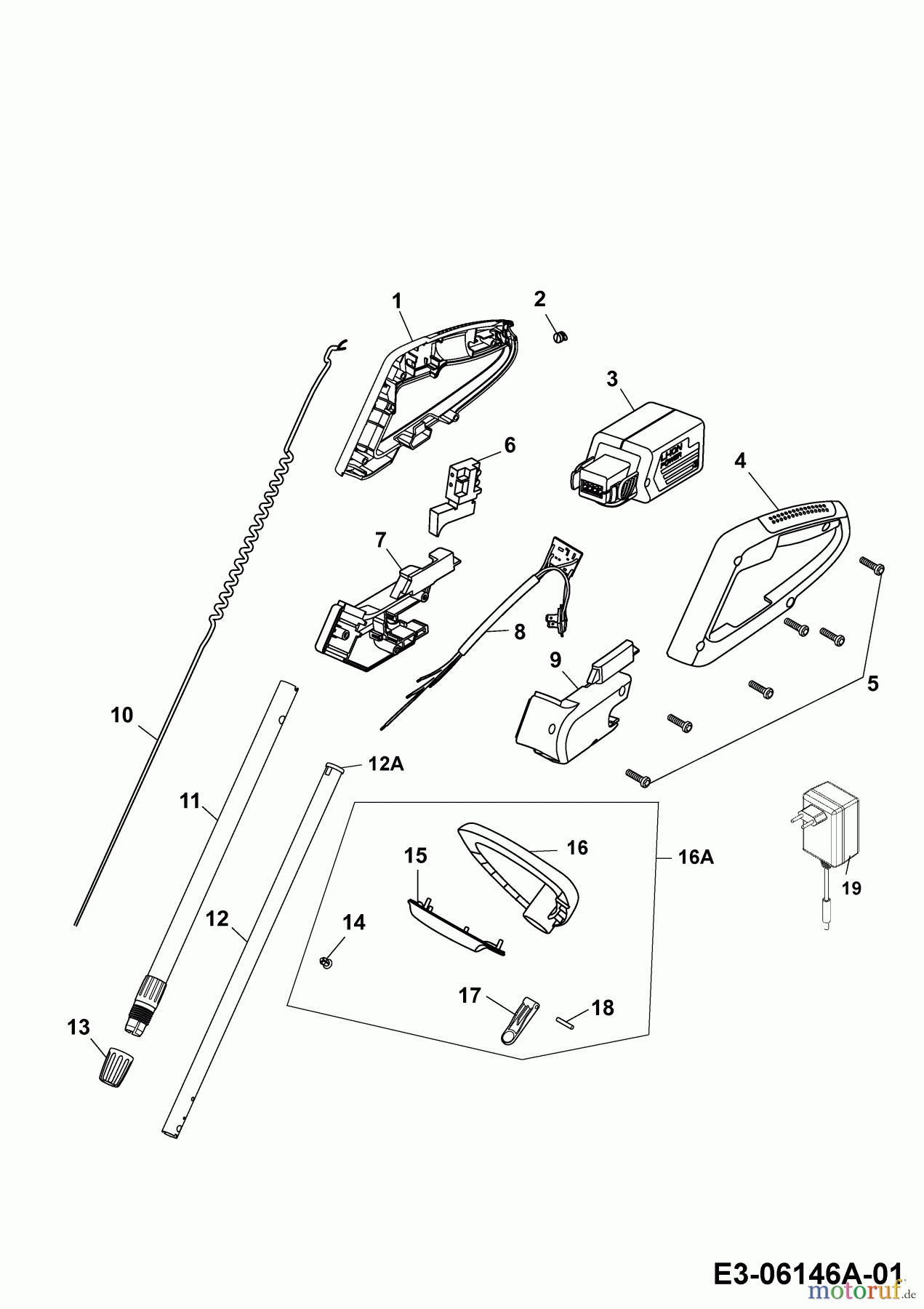  Wolf-Garten Battery trimmer Li-Ion Power GT 815 7134880 Series E  (2010) Handle