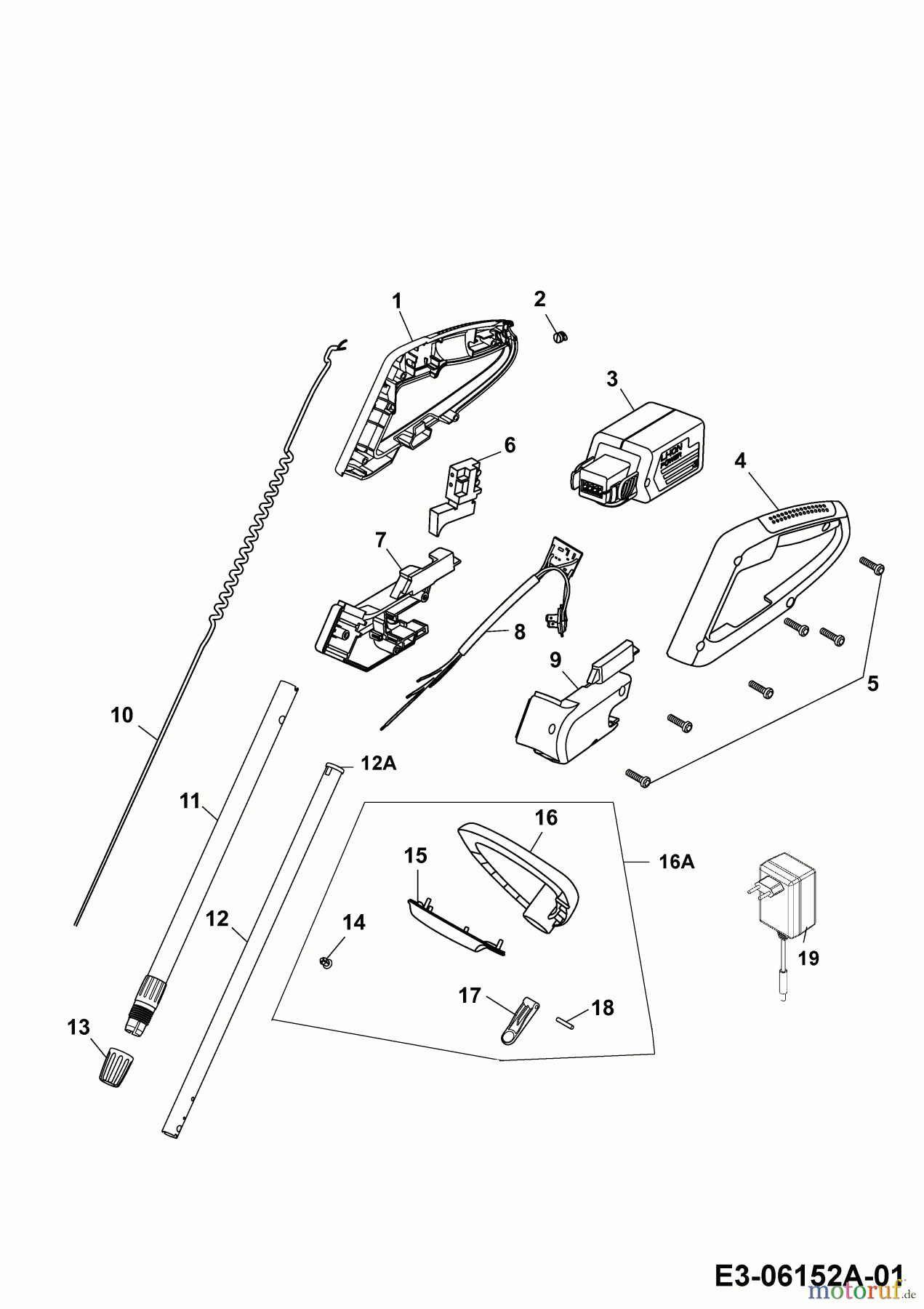  Wolf-Garten Battery trimmer Li-Ion Power GT 815 7134882 Series B  (2009) Handle