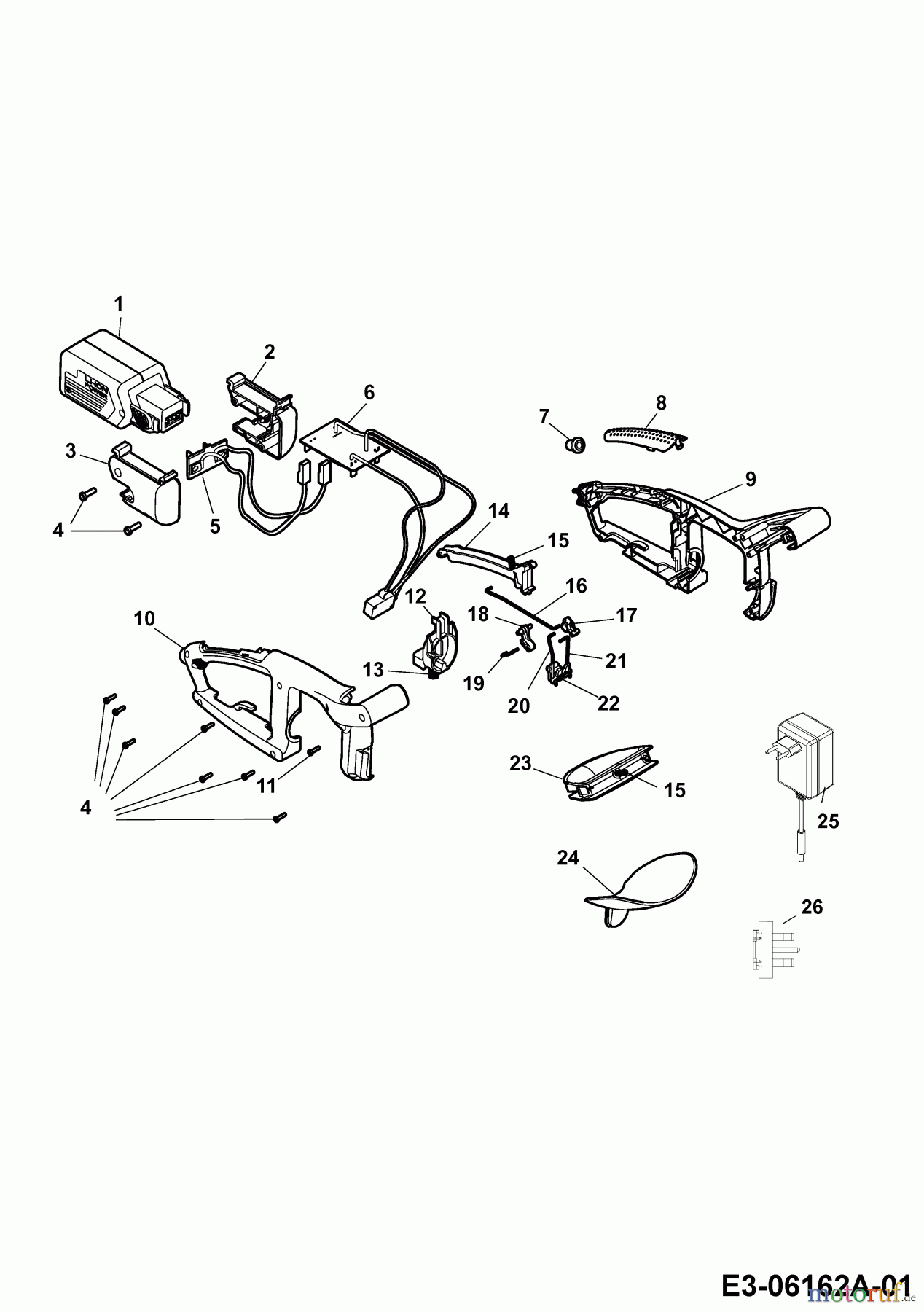  Wolf-Garten Battery hedge shears Li-Ion Power HSA 45 V 7420002 Series C  (2009) Handle