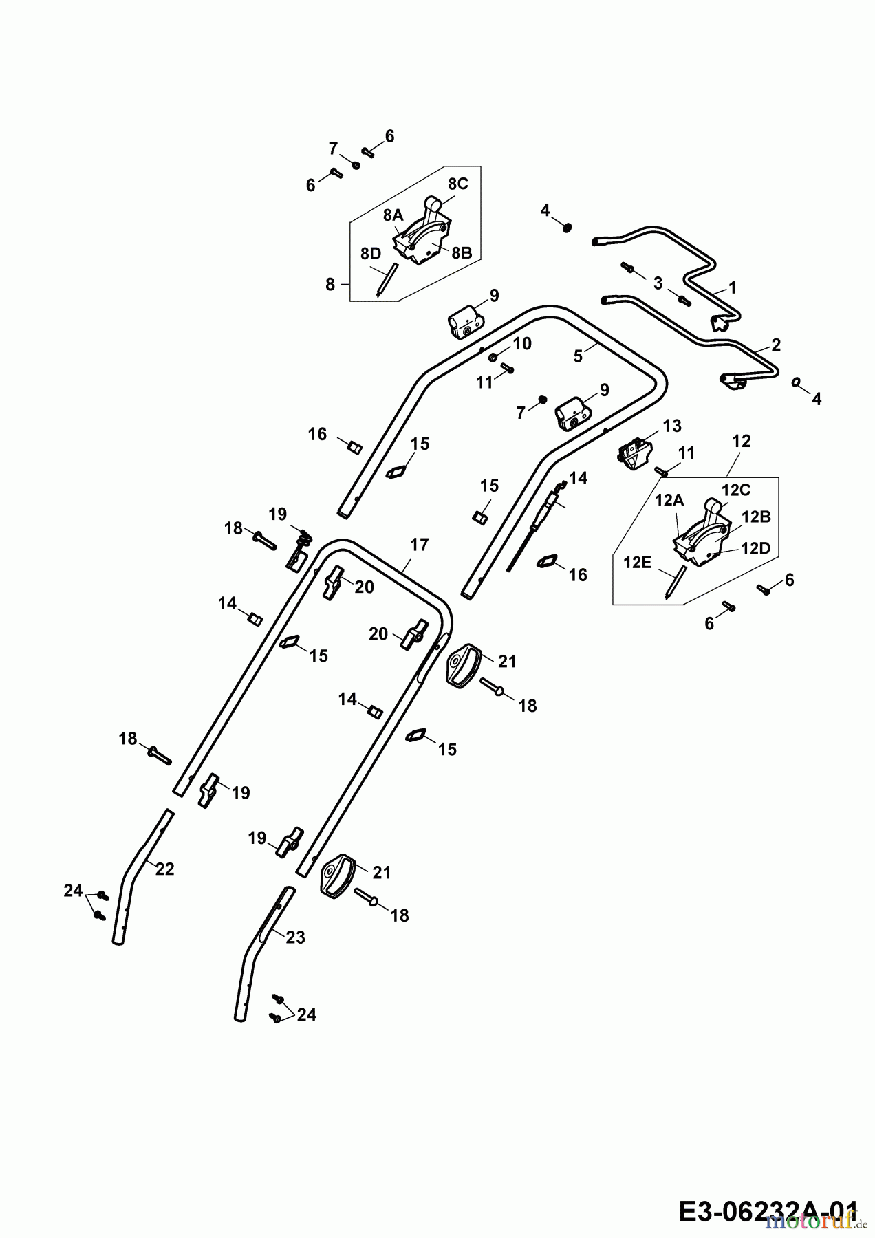  Wolf-Garten Petrol mower self propelled Power Edition 40 BA 4058000 Series E  (2010) Handle