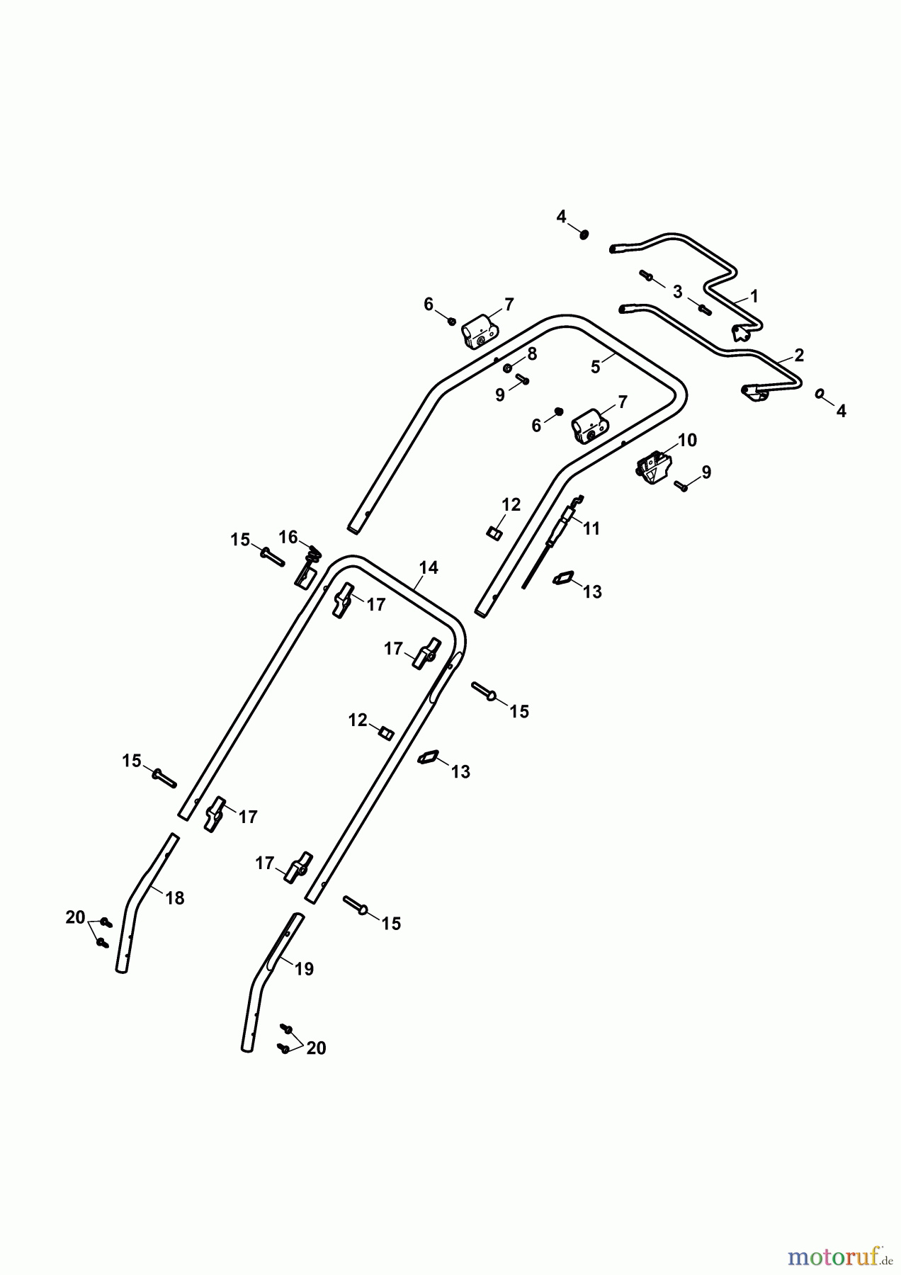  Wolf-Garten Petrol mower self propelled 2.46 HBM 4605008 Series H  (2010) Handle