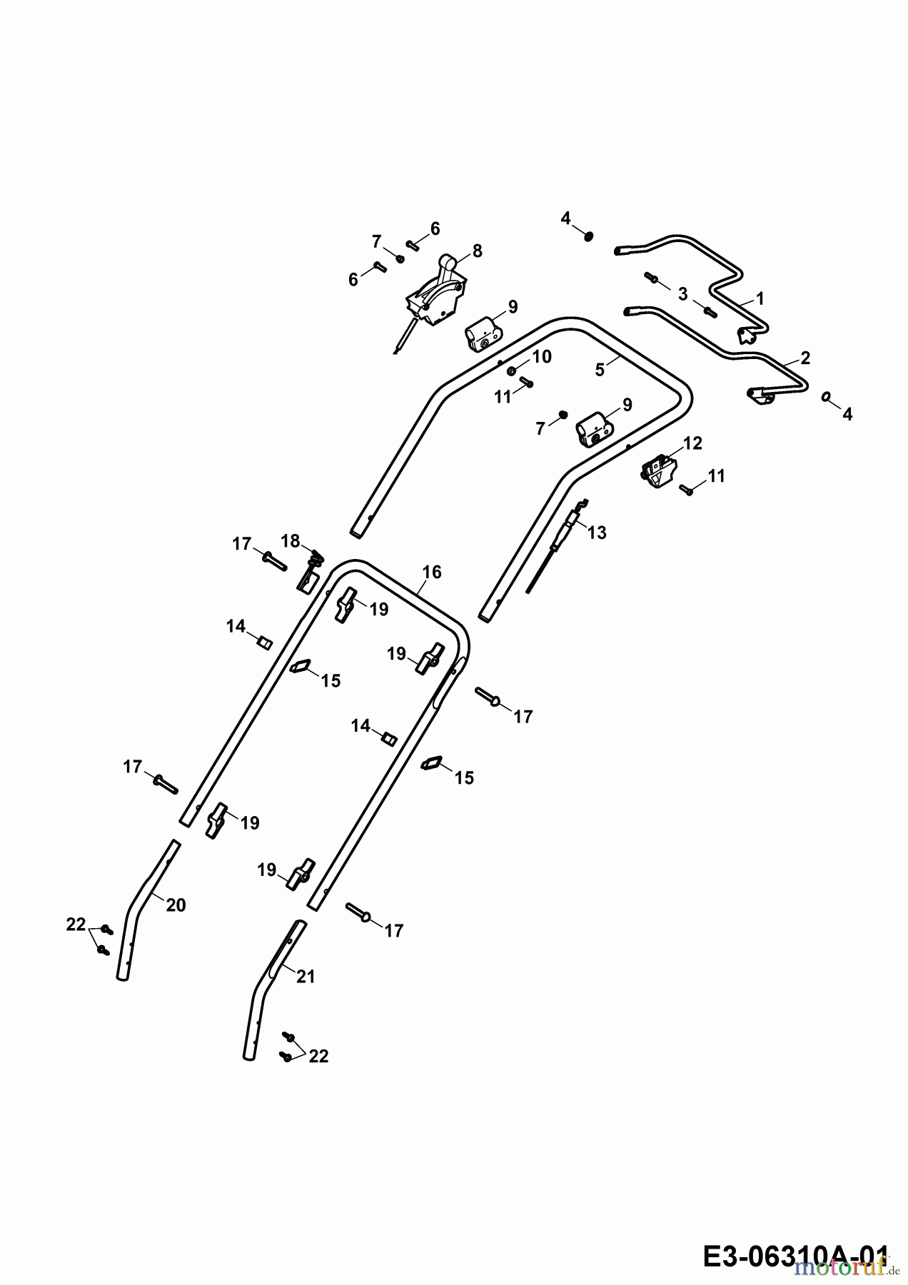  Wolf-Garten Petrol mower self propelled 6.46 BA 4619000 Series D  (2009) Handle