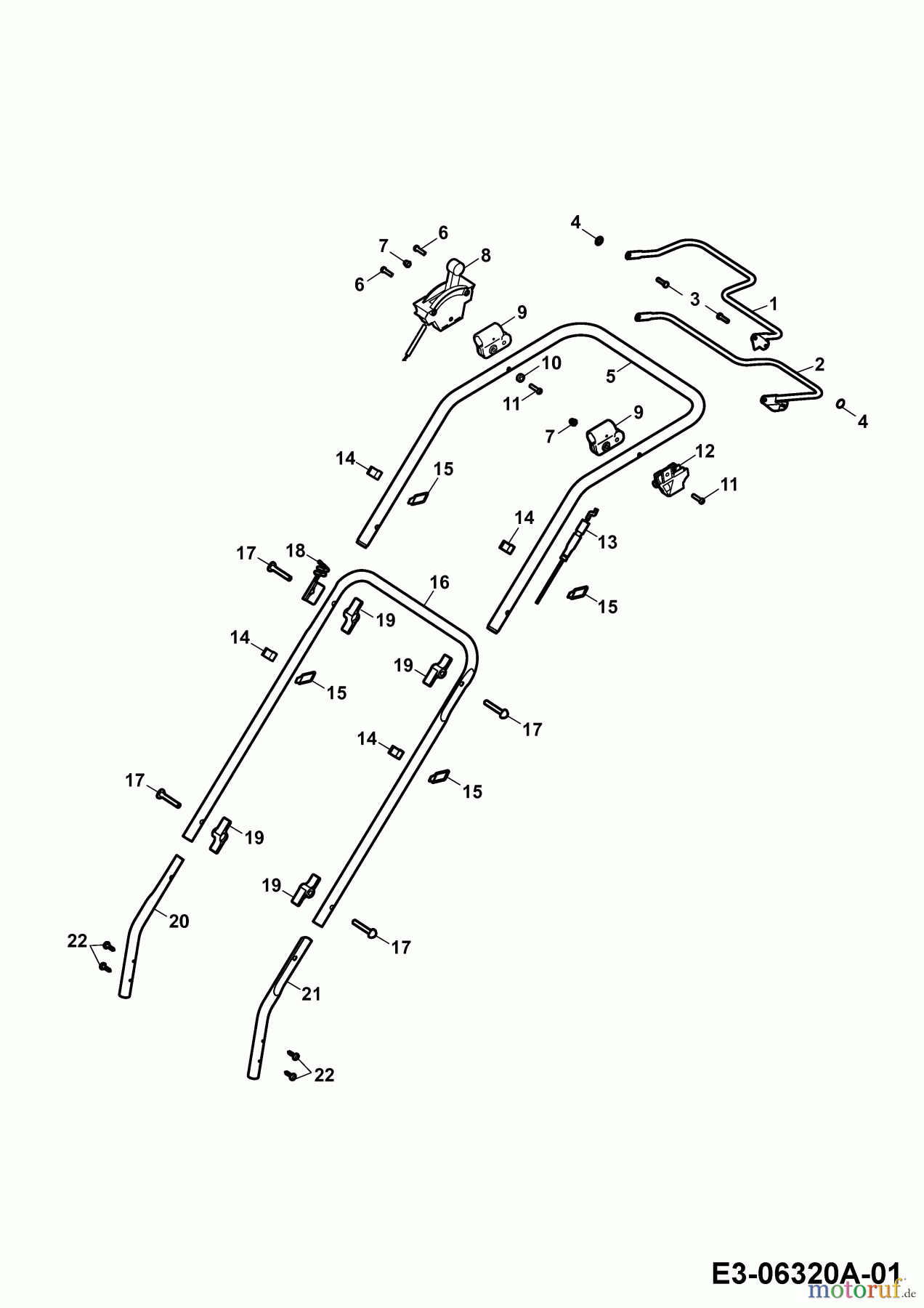  Wolf-Garten Petrol mower self propelled 6.46 BA 4619000 Series F  (2010) Handle