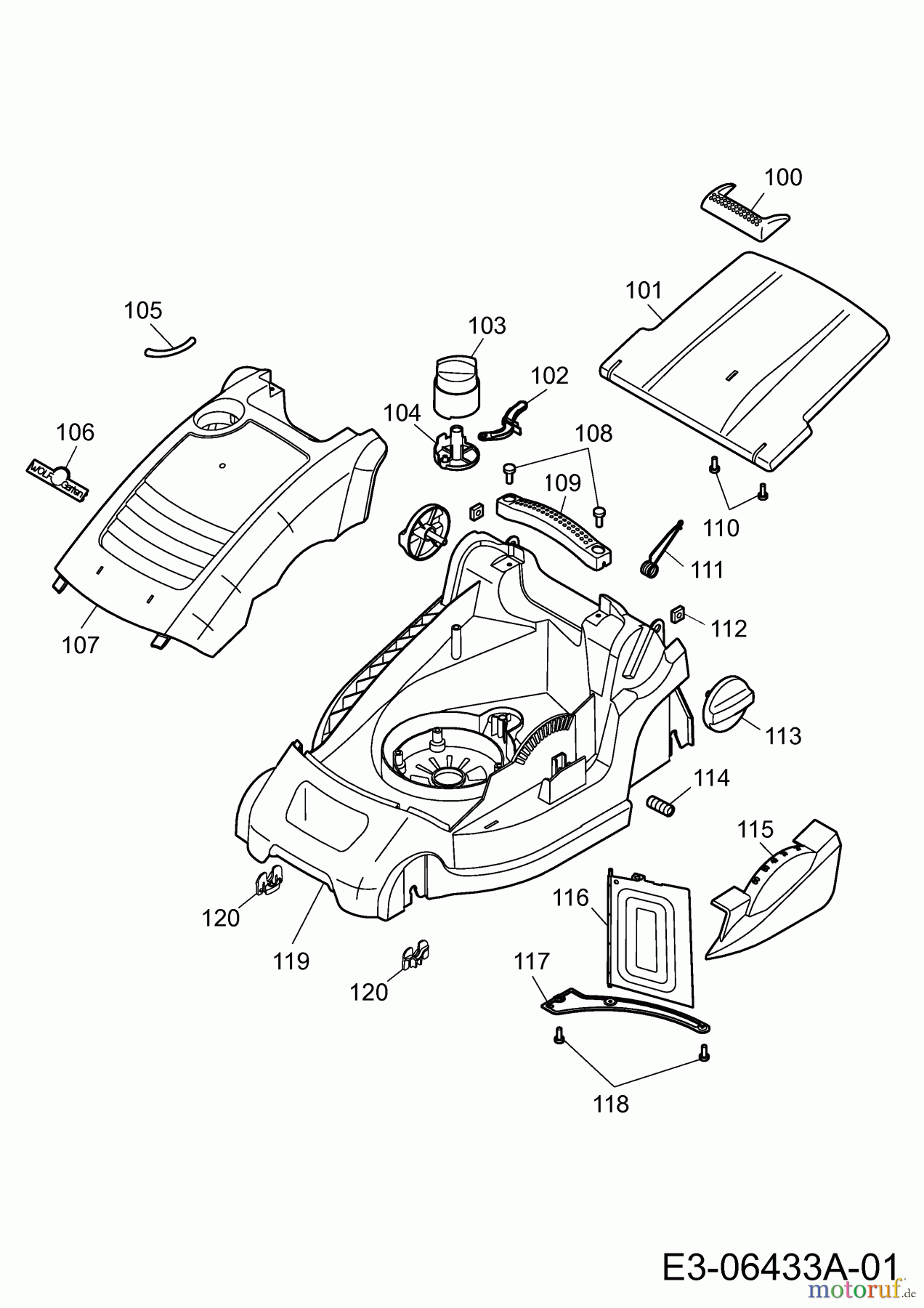  WOLF-Garten Expert Electric mower Expert 34 E 18AWF1S-650  (2012) Deck housing