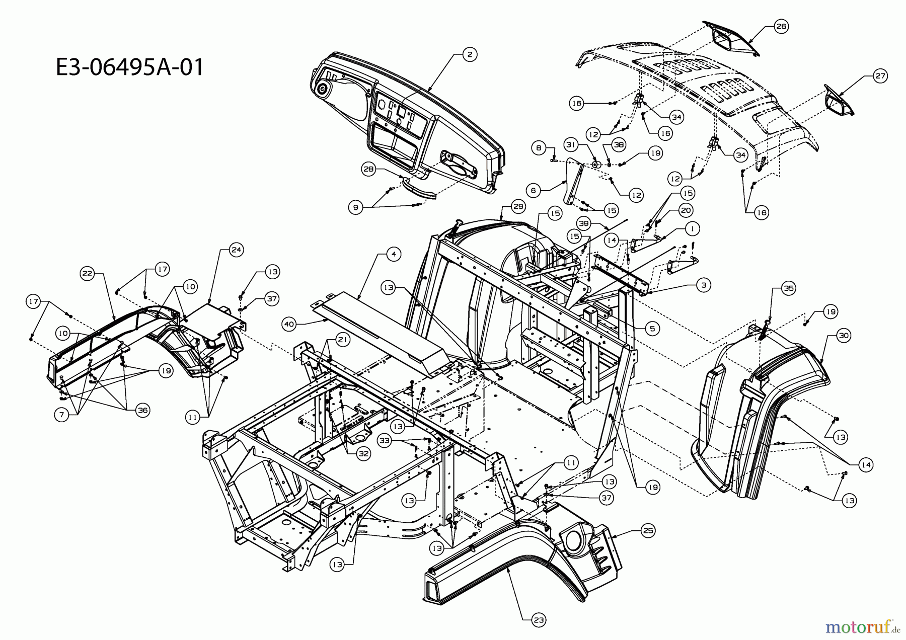  Cub Cadet Utility Vehicle Volunteer 37AK466D603  (2012) Dashboard, Cover panels