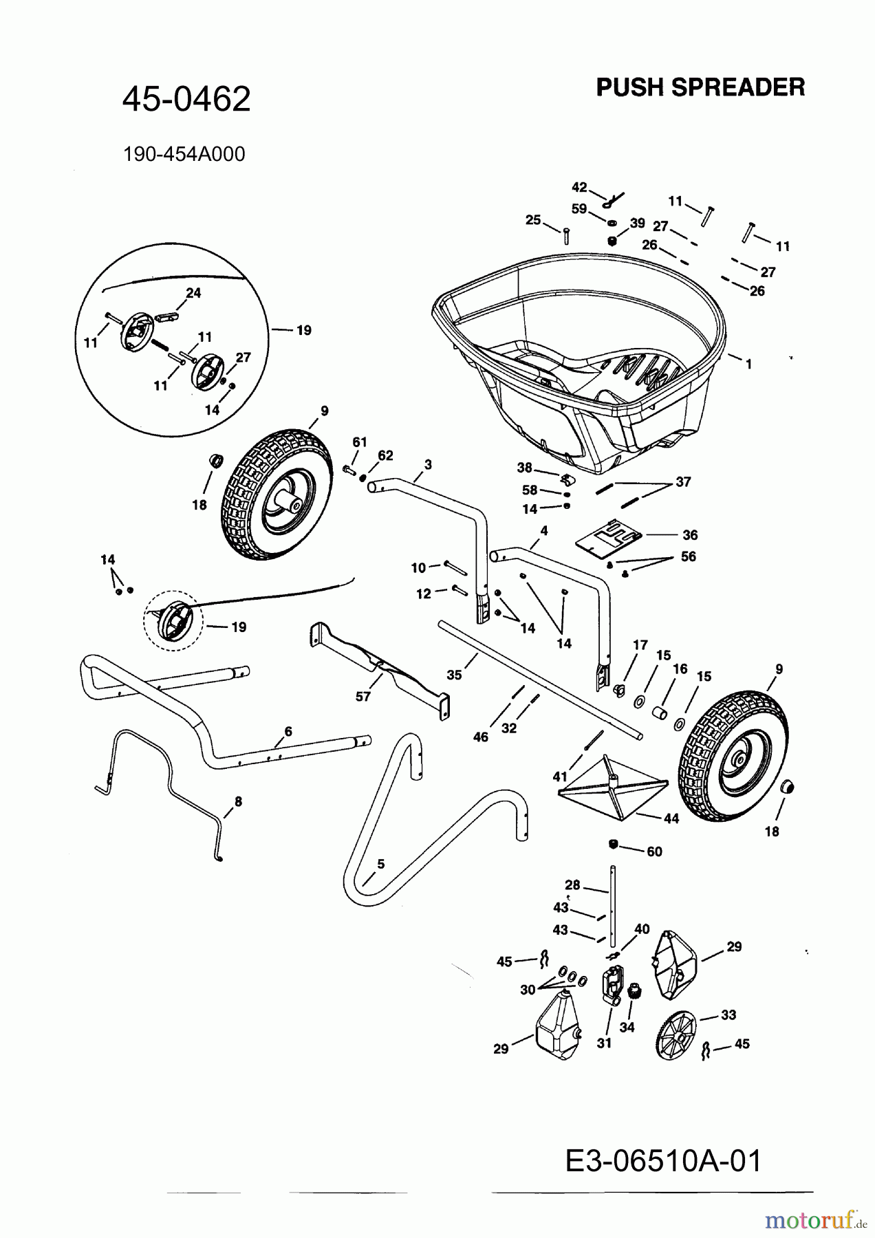  MTD Accessories Accessories hand held machines Spreader 45-0462  (190-454A000) 190-454A000  (2011) Basic machine