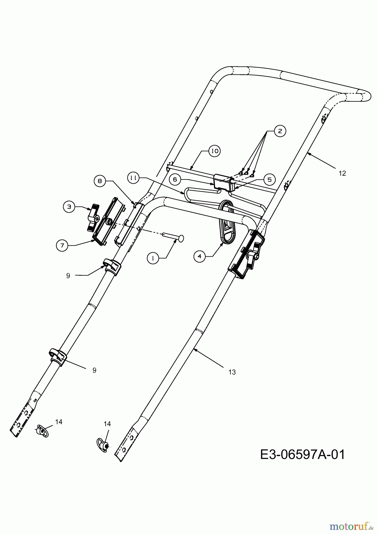  Wolf-Garten Electric mower Ambition 48 EHW 18A-11K-650  (2012) Handle