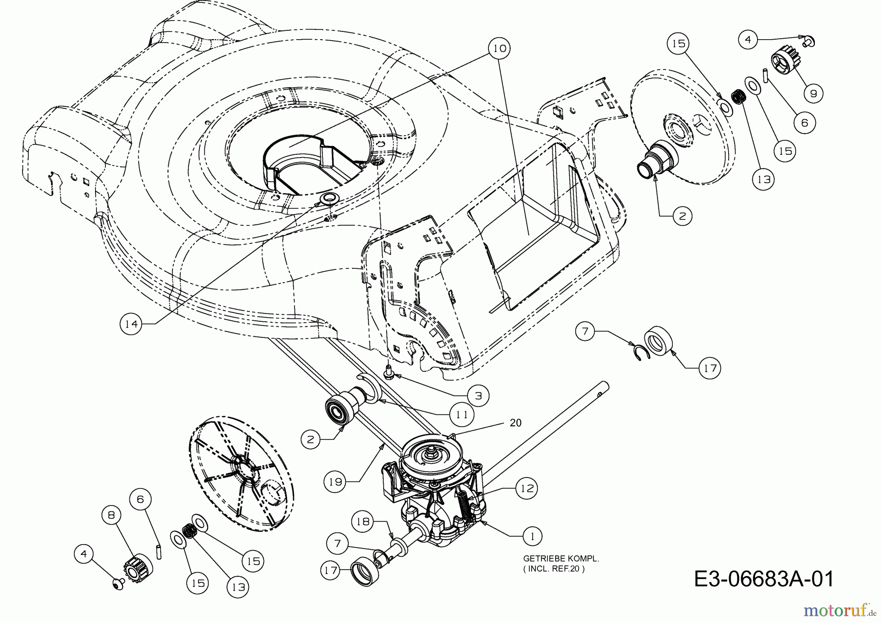  Wolf-Garten Petrol mower self propelled Ambition 40 A 12A-I45G650  (2013) Gearbox