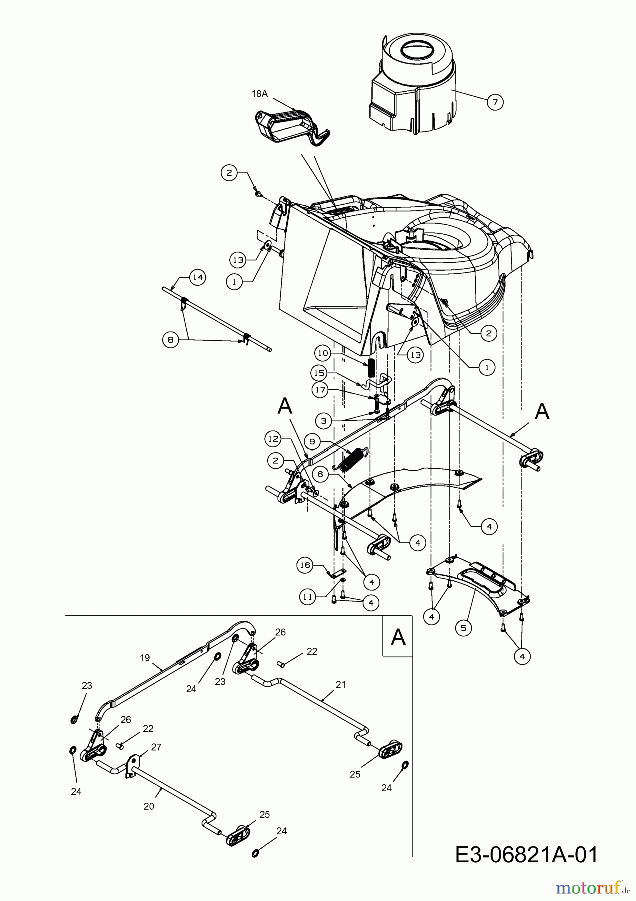  Wolf-Garten Electric mower Ambition 40 E 18D-N4S-650  (2011) Cutting hight adjustment, Motor duct