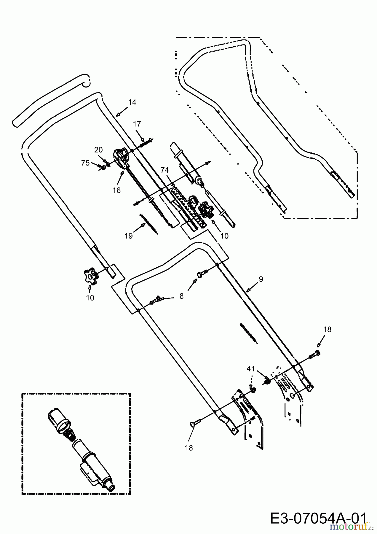  Petrol mower Easy Trim 23746  (2009) Handle