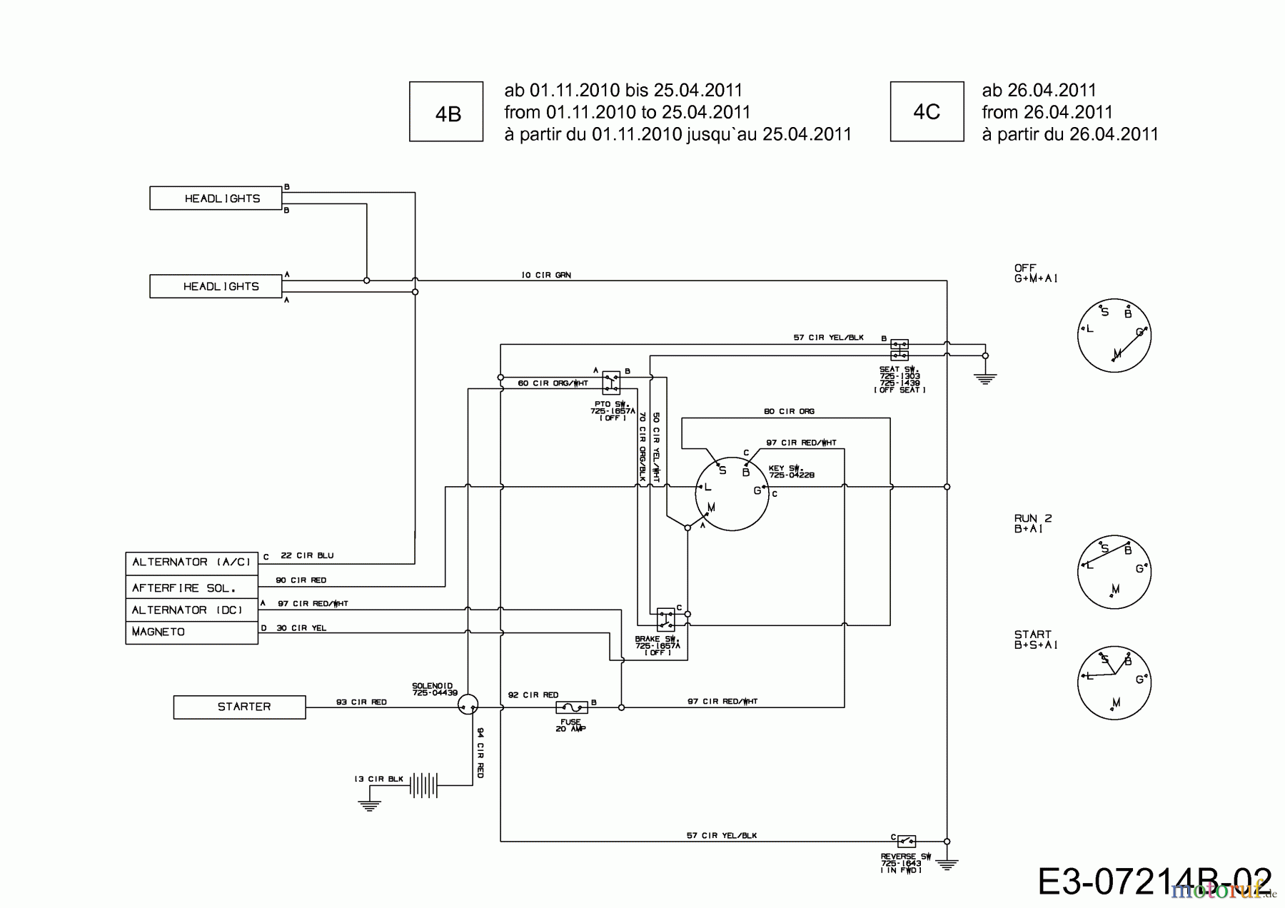  MTD Lawn tractors 638 RL 13AC762F329  (2011) Wiring diagram