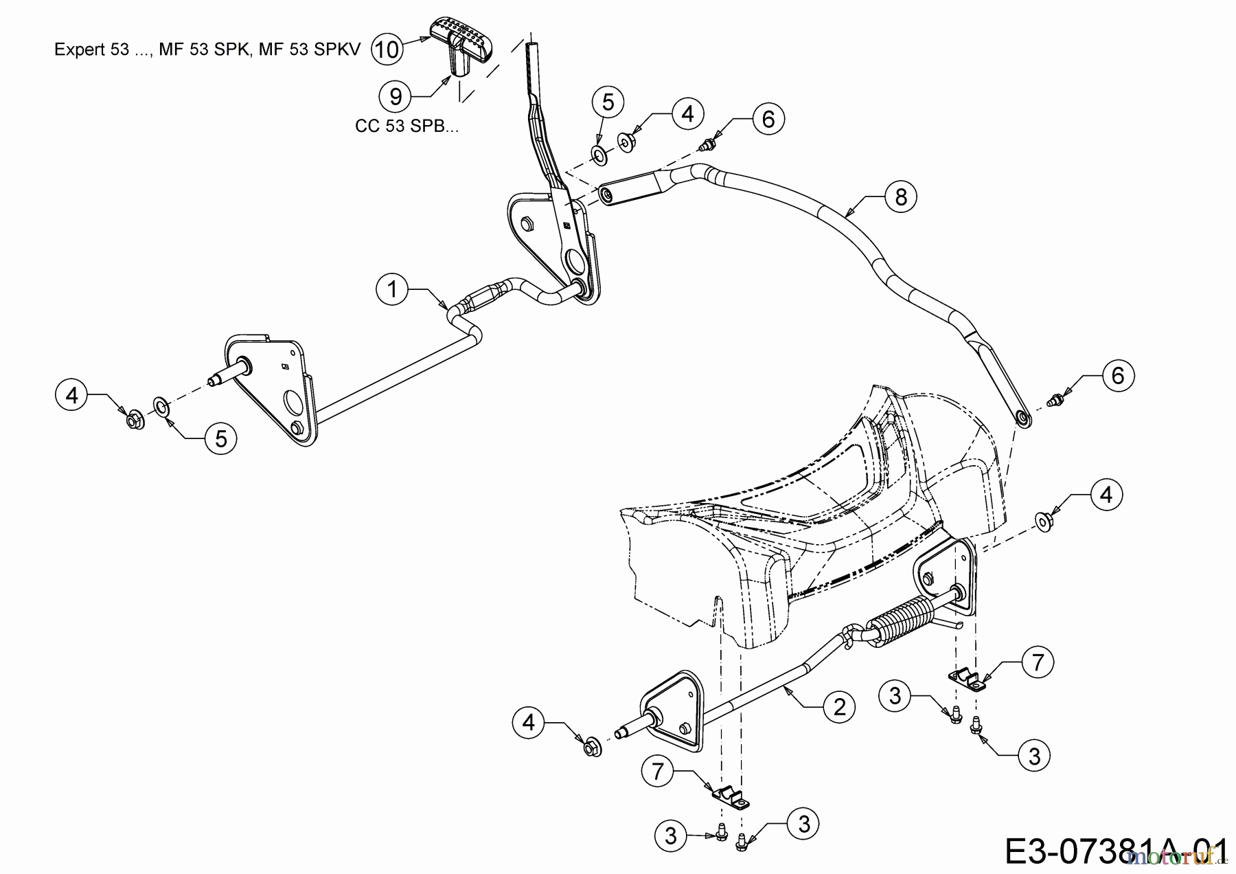  WOLF-Garten Expert Petrol mower self propelled Expert 53 BA 12B-Q56K650  (2014) Axles, Height adjustment
