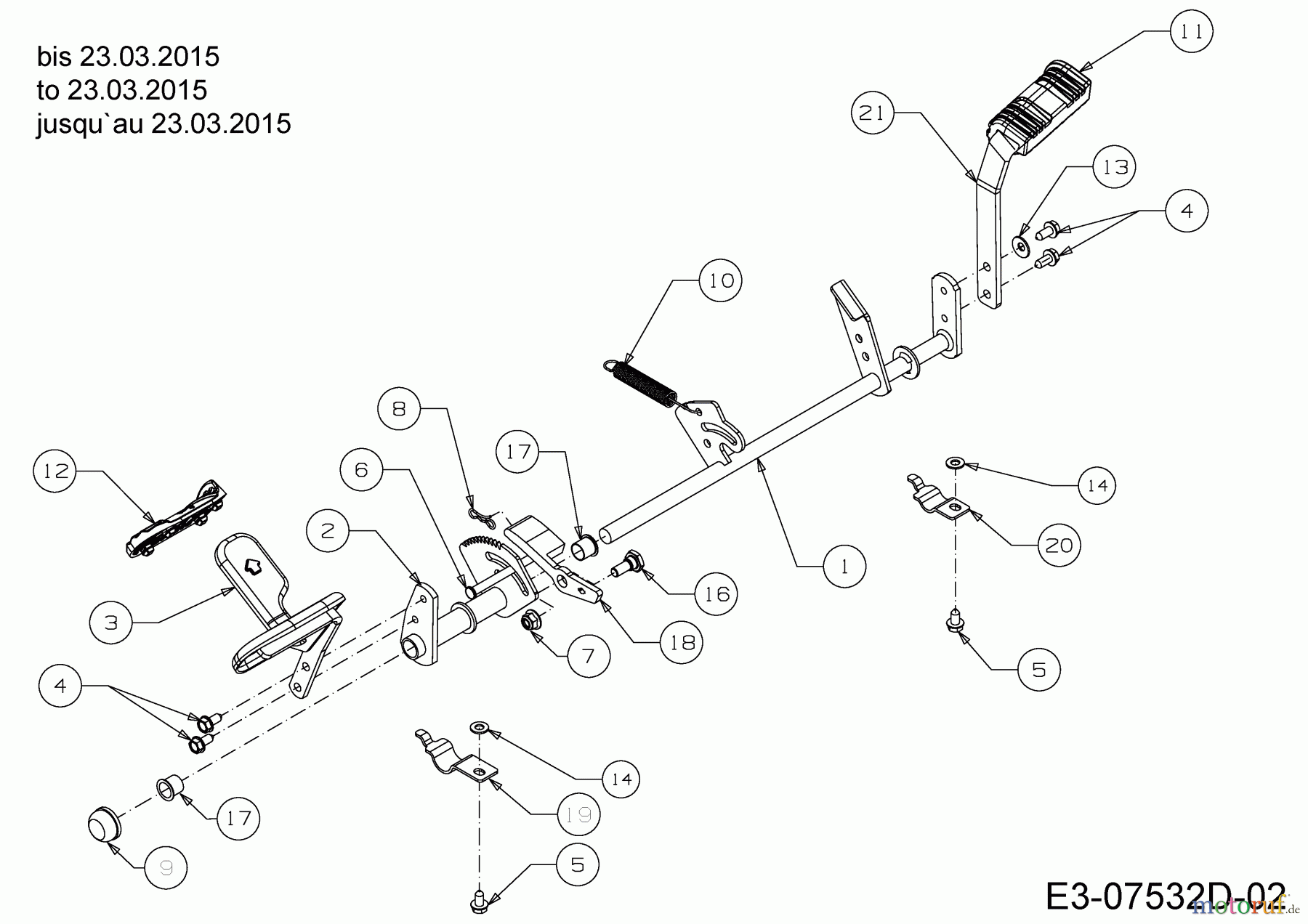  Black Edition Lawn tractors 272-105 TwinH 13HU997N615  (2015) Pedal shaft to 23.03.2015