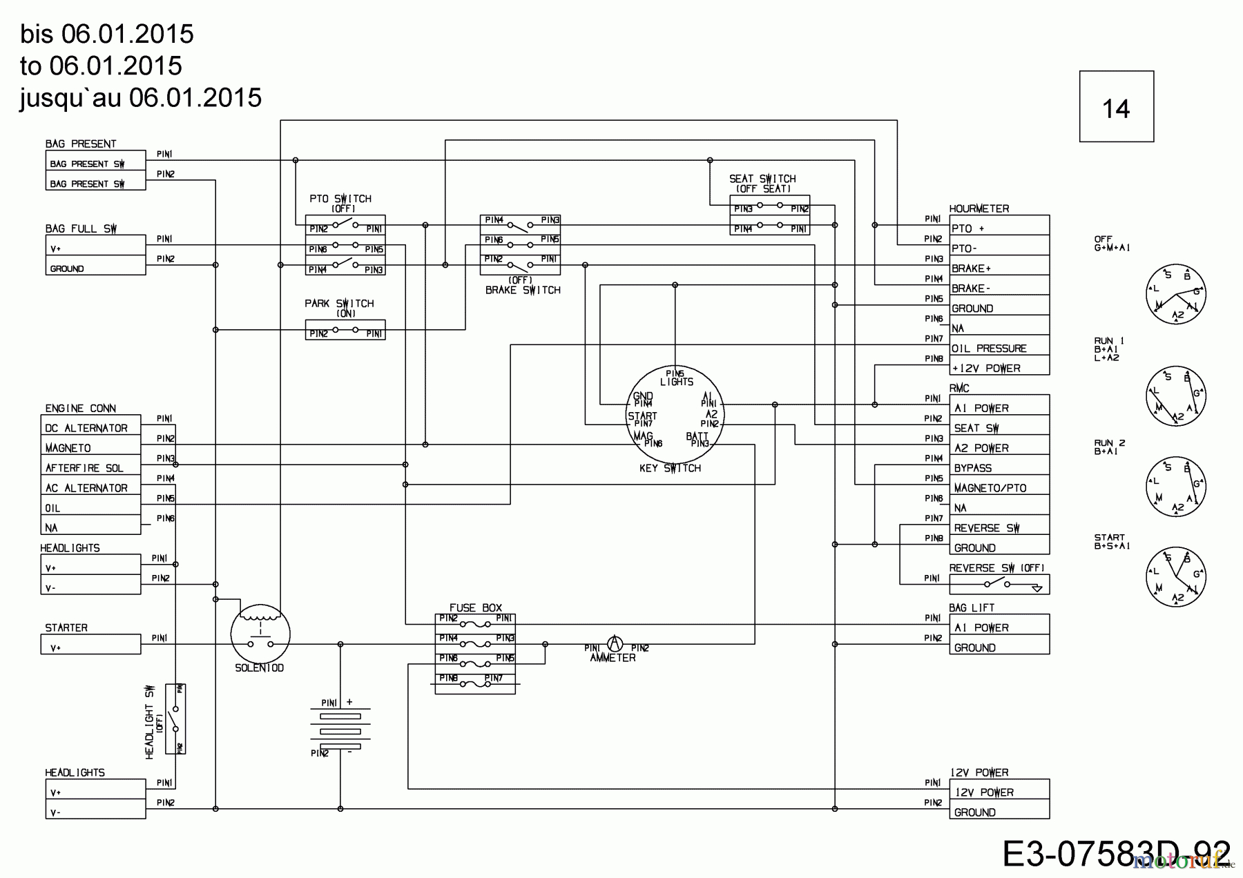  Cub Cadet Lawn tractors CC 1018 HE 13HD91AE330  (2015) Wiring diagram to 06.01.2015