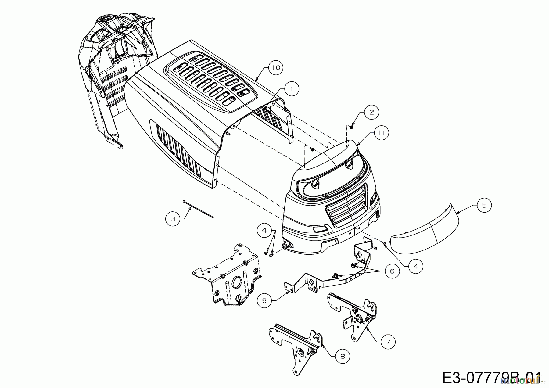  Wolf-Garten Lawn tractors E 13/92 T 13H2765E650  (2017) Engine hood 5-Style