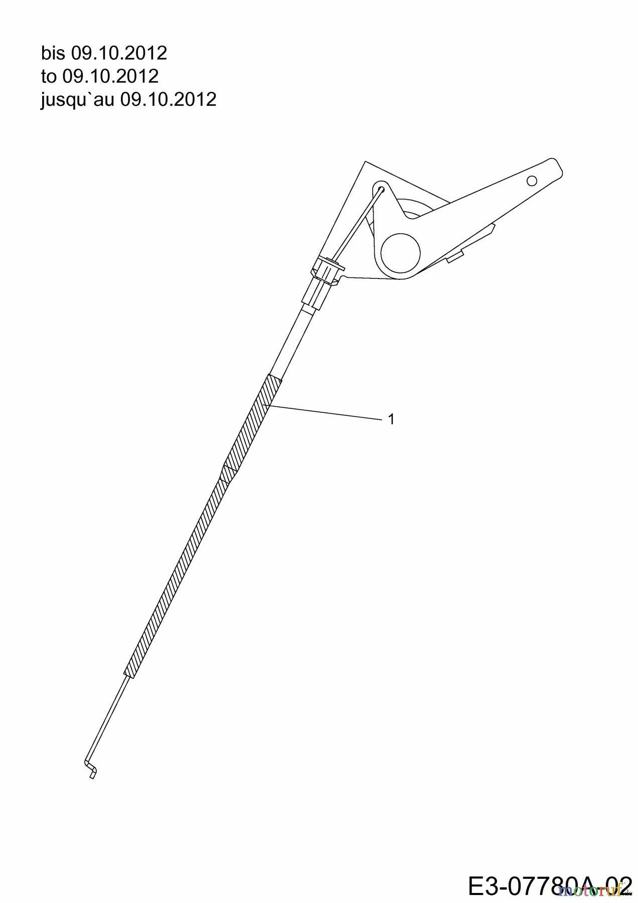  Cub Cadet Lawn tractors CC 1022 KHT 13AP91AT603  (2013) Throttle cable to 09.10.2012