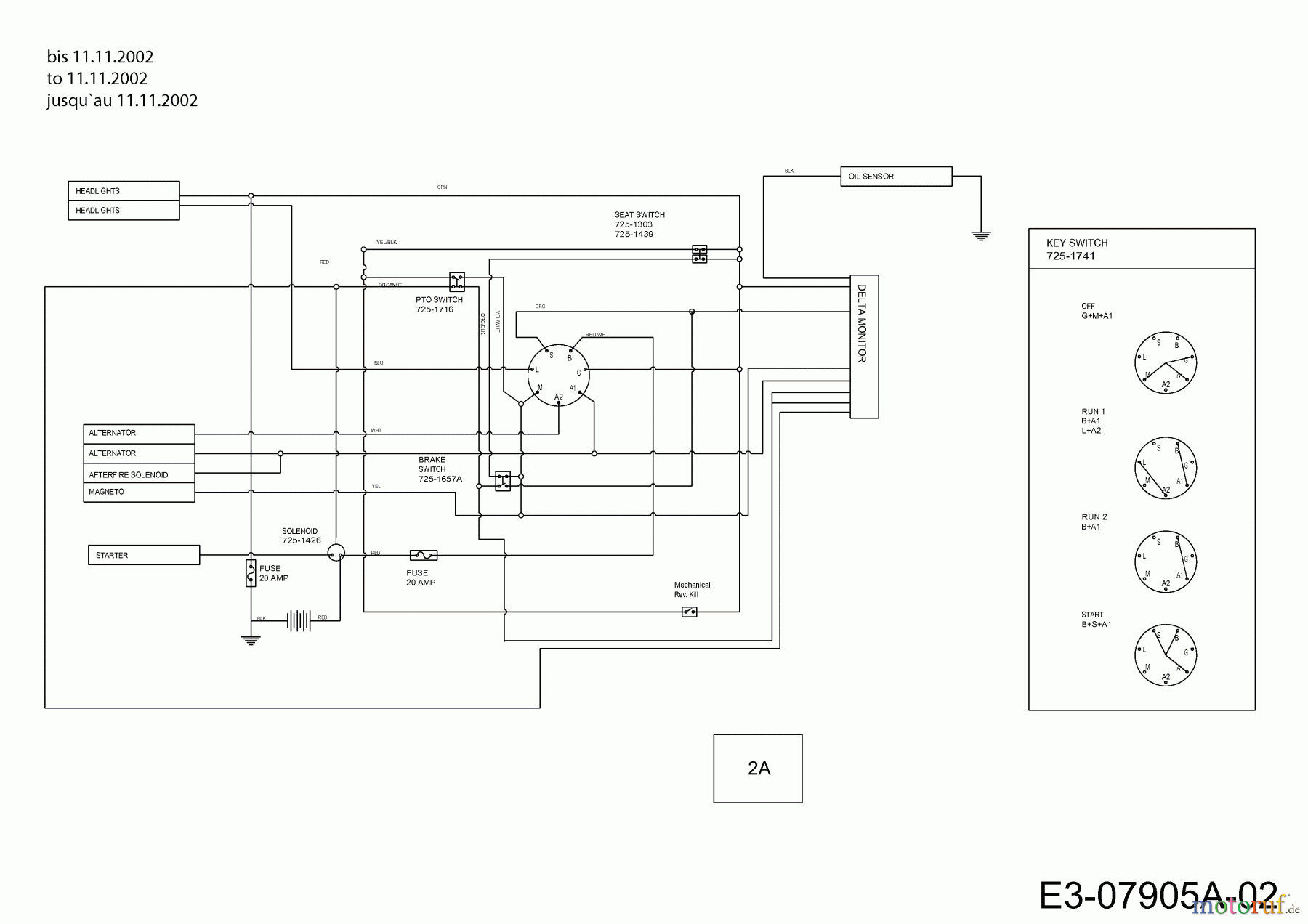  Yard-Man Lawn tractors X 604 G 13AX604G643  (2002) Wiring diagram to 11.11.2002