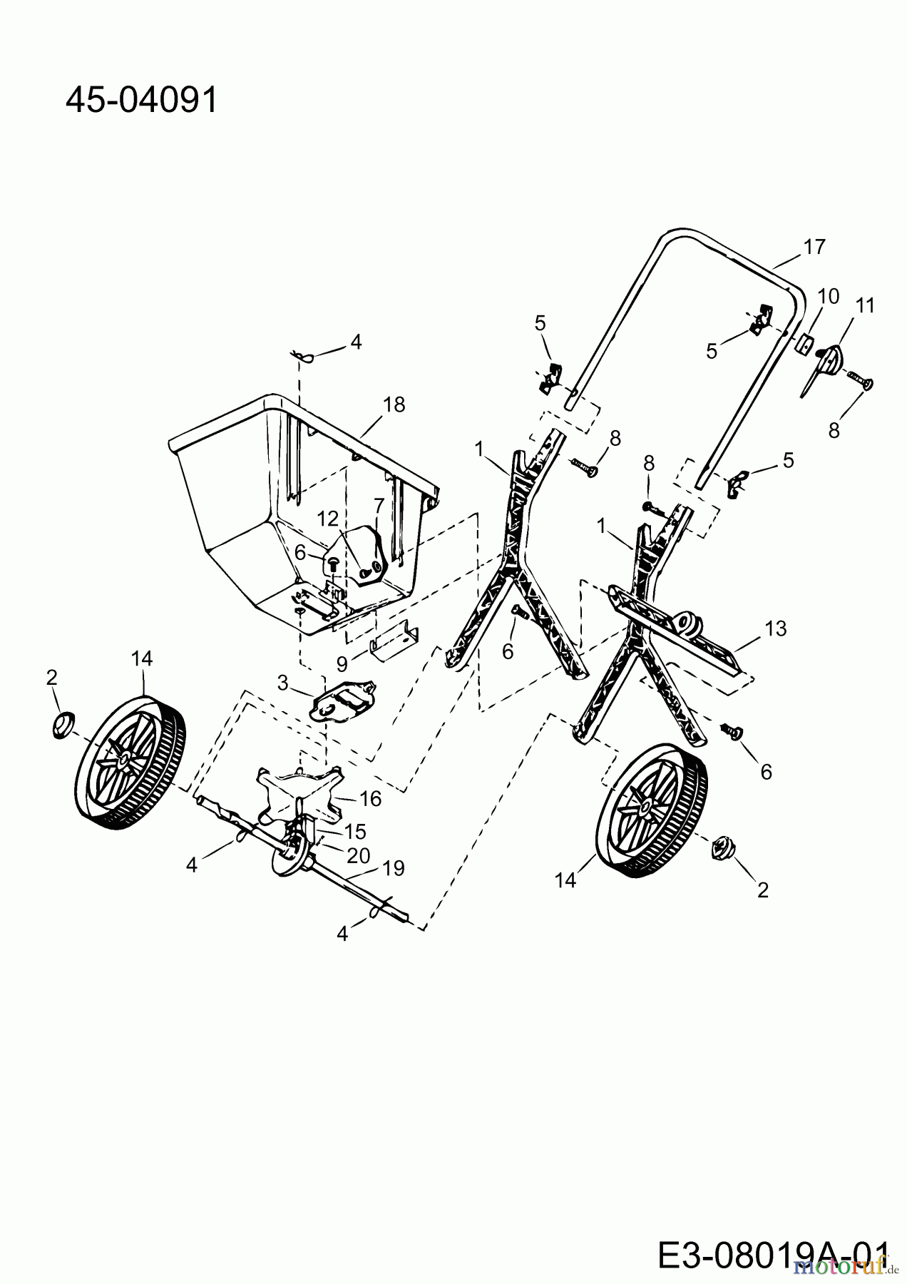  MTD Accessories Accessories hand held machines Spreader 45-04091  (190-701-000) 190-701-000  (2016) Basic machine