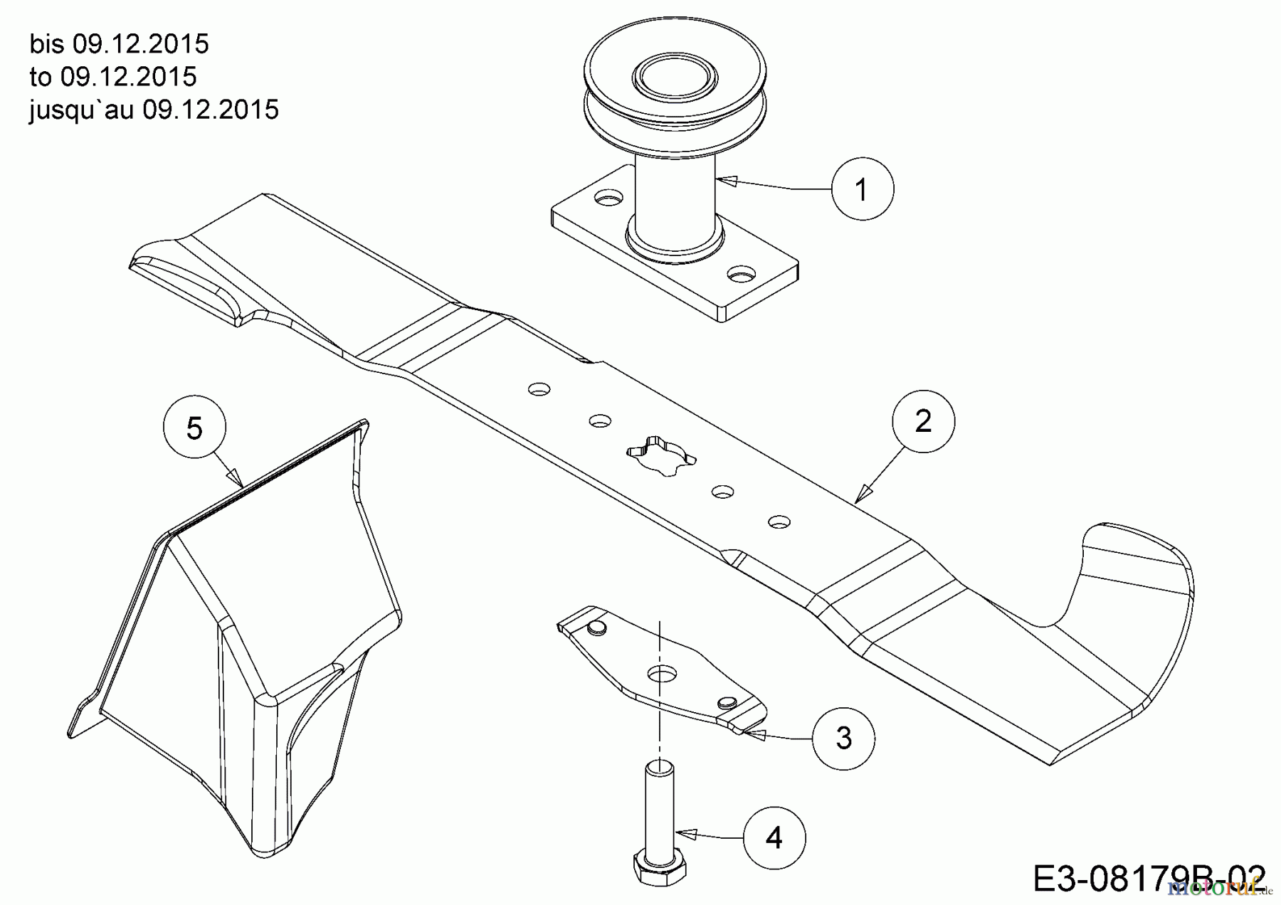  WOLF-Garten Expert Petrol mower self propelled Expert 46 BAVHW 12ABTV5E650  (2017) Blade, Blade adapter, Mulch plug to 09.12.2015