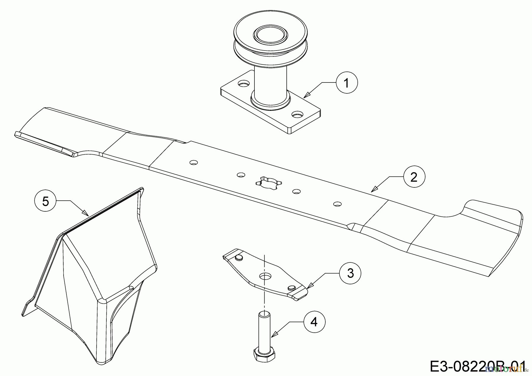  Mr. Bricolage Petrol mower self propelled BE 53 HW 12A-PH5L648  (2015) Blade, Blade adapter, Mulch plug