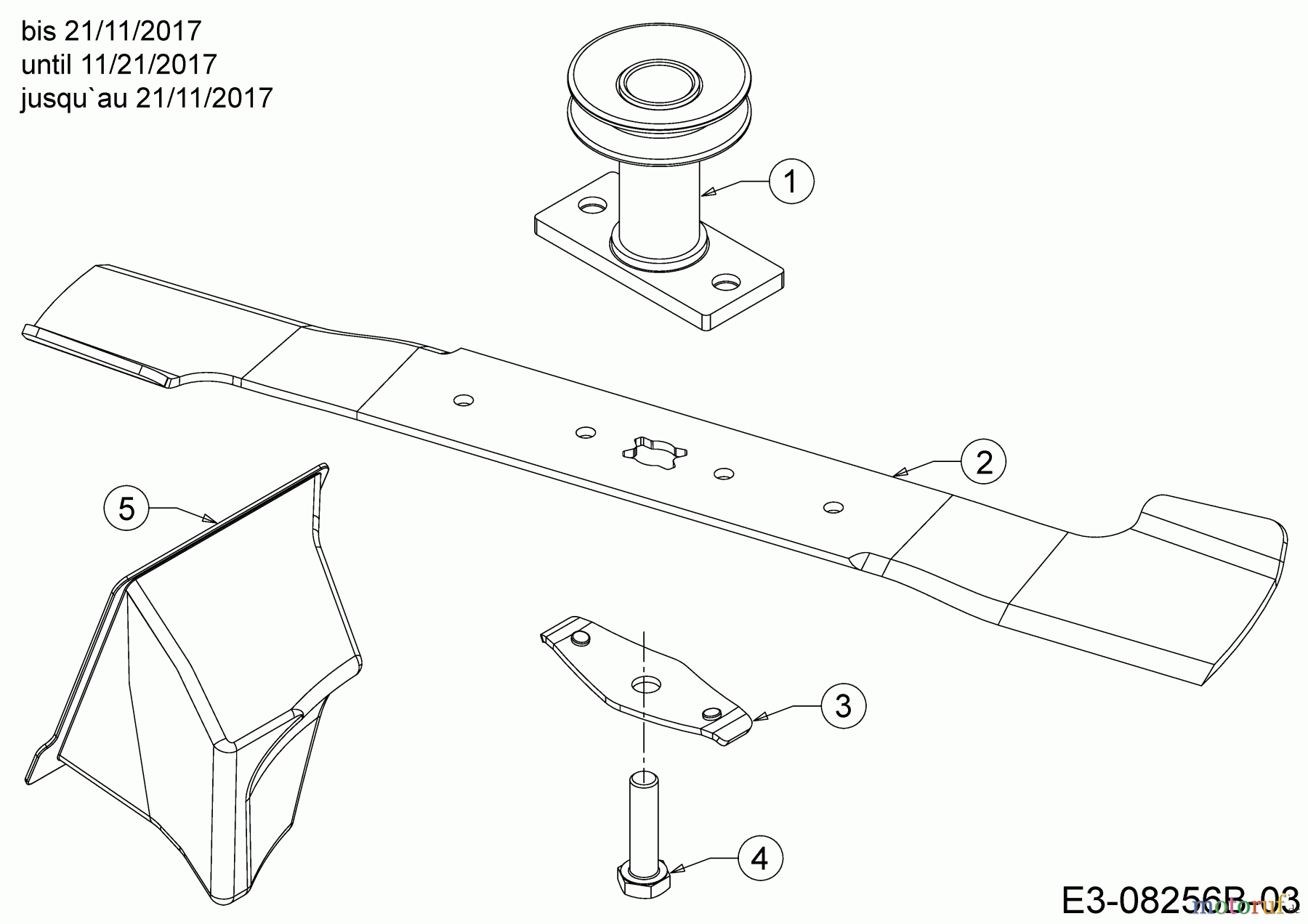  Cub Cadet Petrol mower self propelled LM3 CR53S 12BBPV5L603  (2018) Blade, Blade adapter, Mulch plug until 11/21/2017