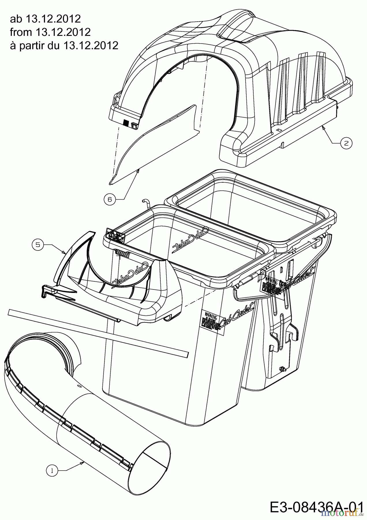  MTD Accessories Accessories Zero Turn Grass catcher for All Rounder 1050 19A70006100  (2013) Cover grass bag, Upper chute from 13.12.2012