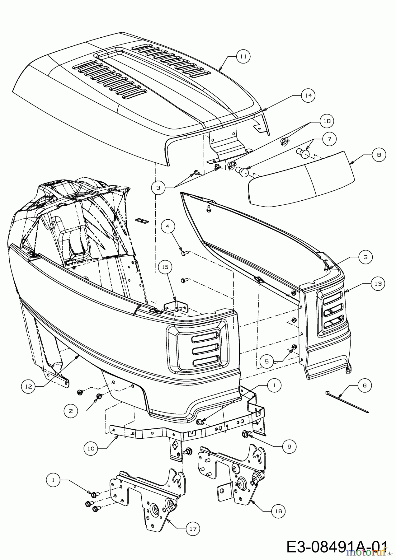  Lux Tools Lawn tractors RT 135-96 S 13BH77TF694  (2014) Engine hood T-Style