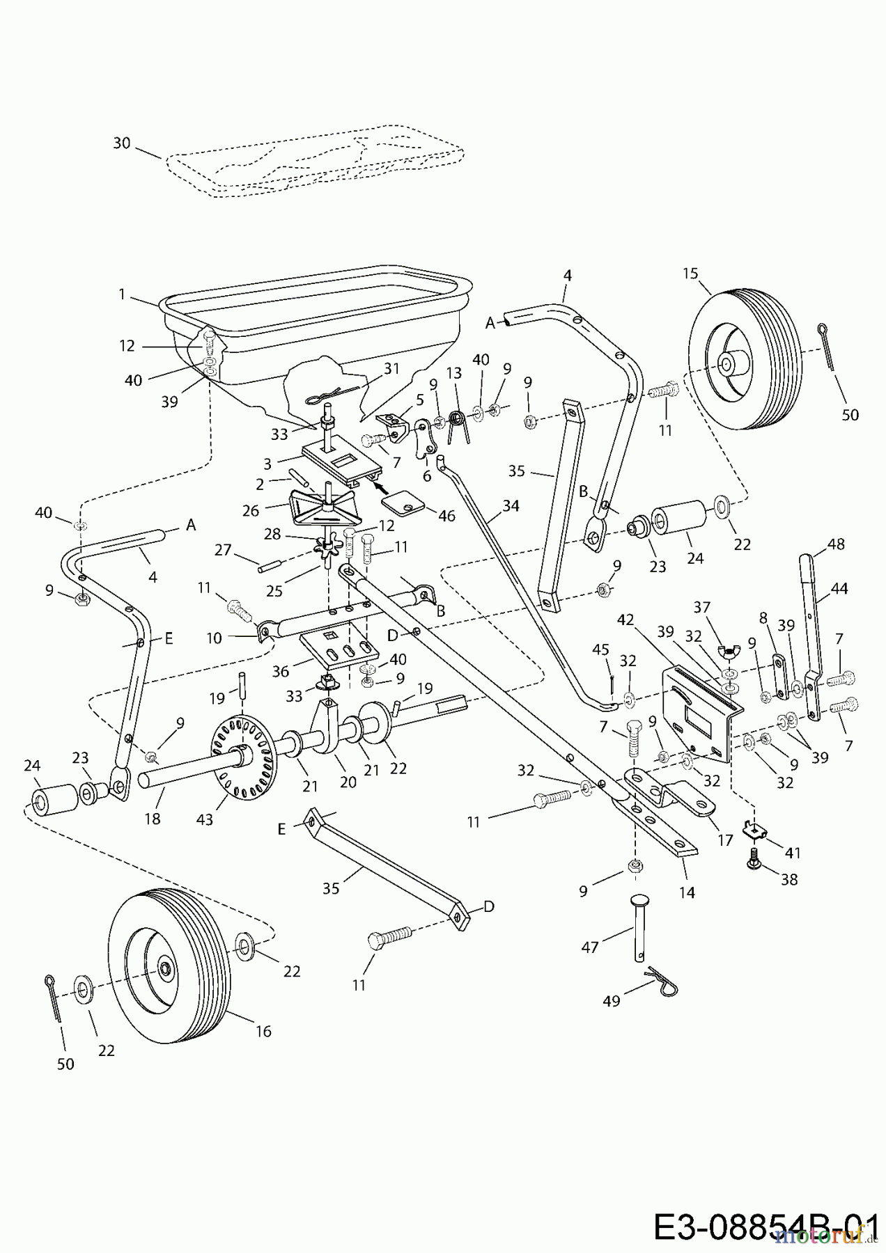  MTD Accessories Accessories garden and lawn tractors Spreader 45-02155  (190-525-000) 190-525-000  (2016) Basic machine