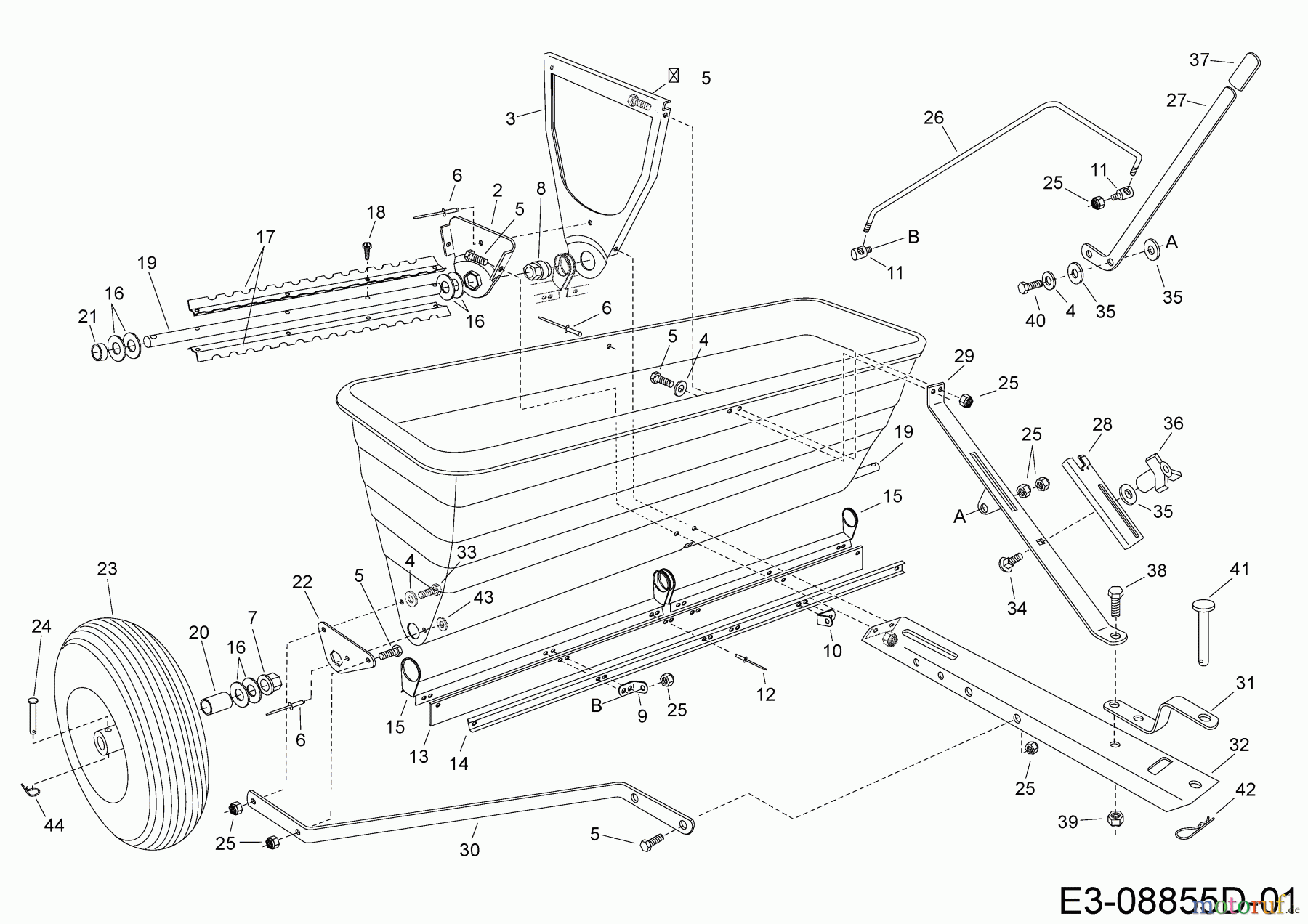  MTD Accessories Accessories garden and lawn tractors Spreader 45-02883  (196-003-000) 196-003-000  (2018) Basic machine