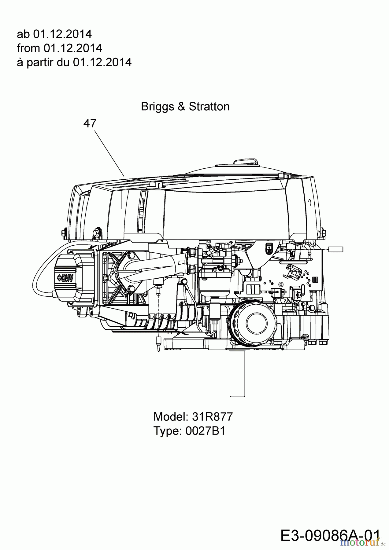  Massey Ferguson Lawn tractors MF 41-18 RH 13HJ71GN695  (2015) Engine Briggs & Stratton from 01.12.2014